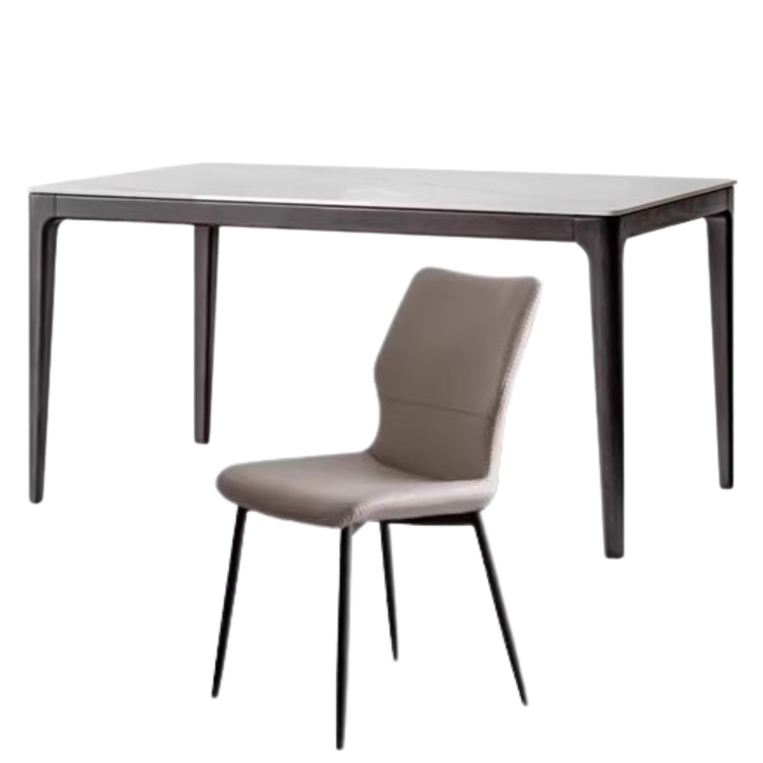 Oak Solid Wood, Solid RubberWood Dining Table Rock Slab Surface