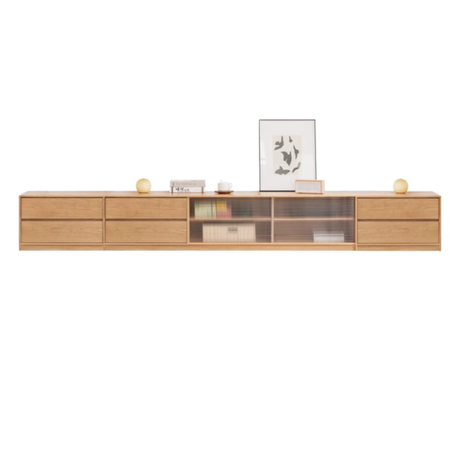 Solid RubberWood, Oak Solid Wood TV Cabinet Floor Combination,