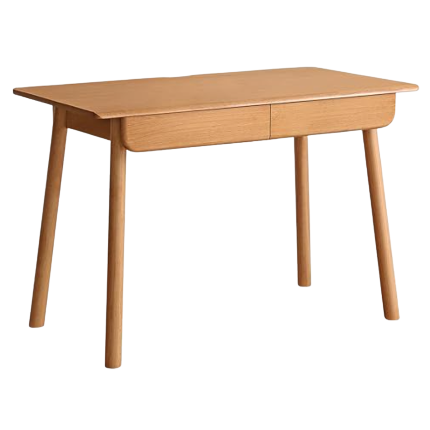 Beech, Rubberwood Solid Wood Office Desk with 2 Drawers