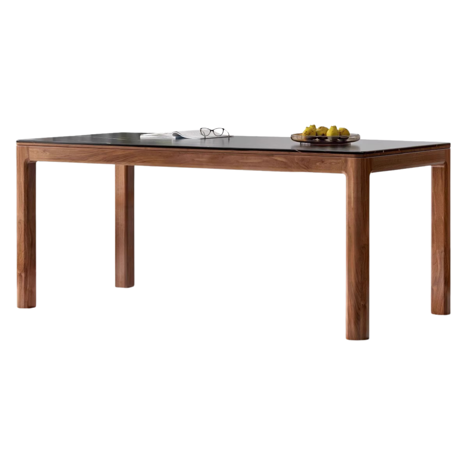 Black Walnut, Sandalwood Solid Wood Rock Slab Dining Table