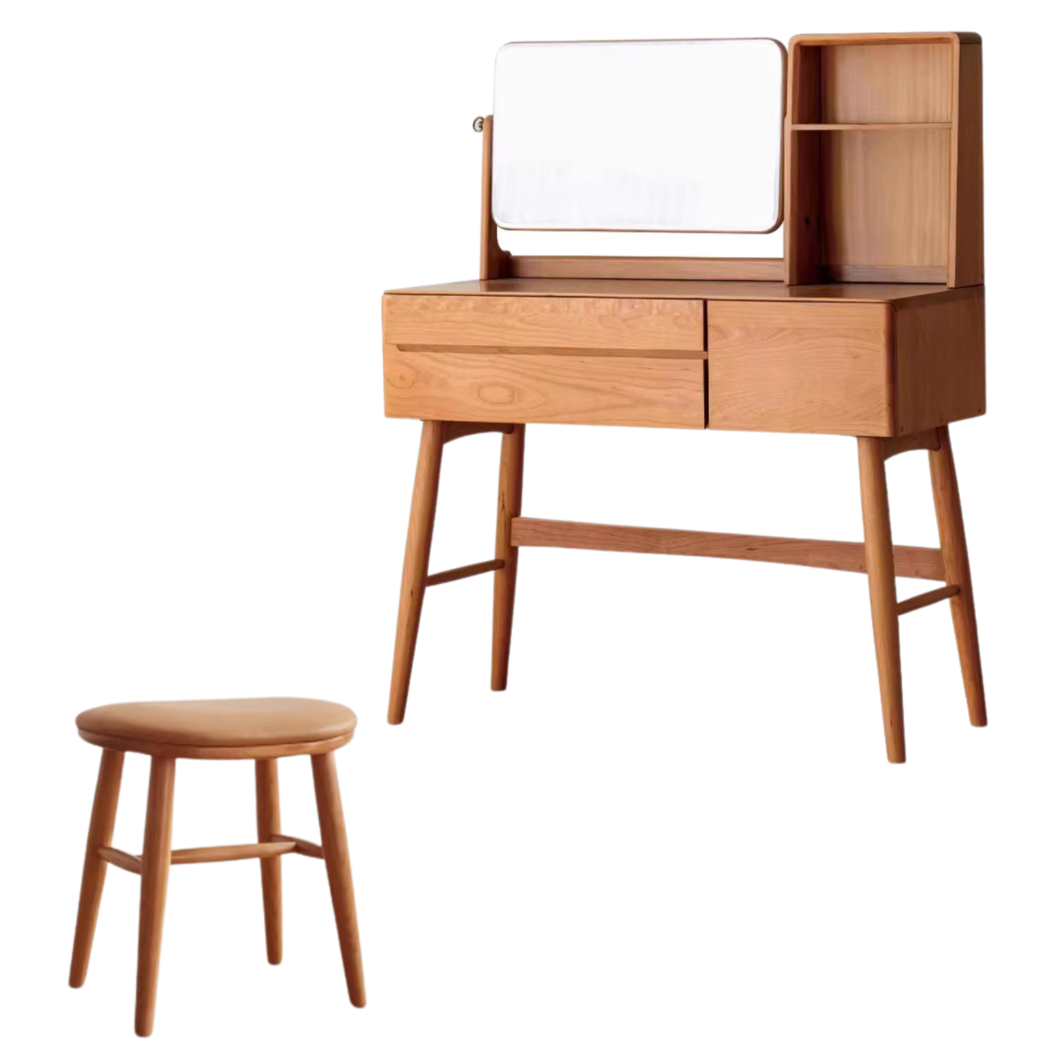 Cherry Solid Wood Dressing Table Nordic Makeup Mirror.
