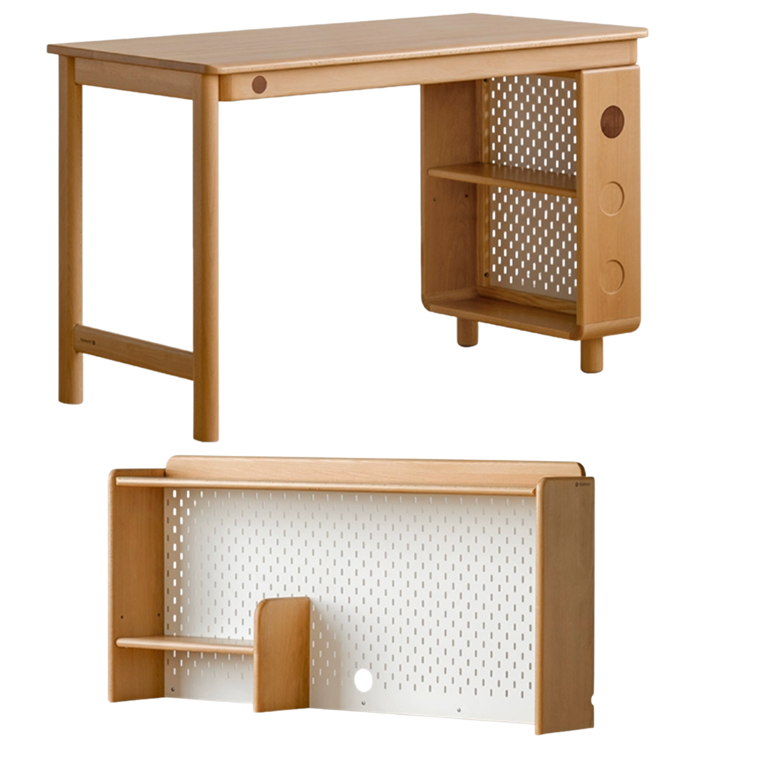 Beech Solid Wood Children's Study Table Bookshelf Integrated