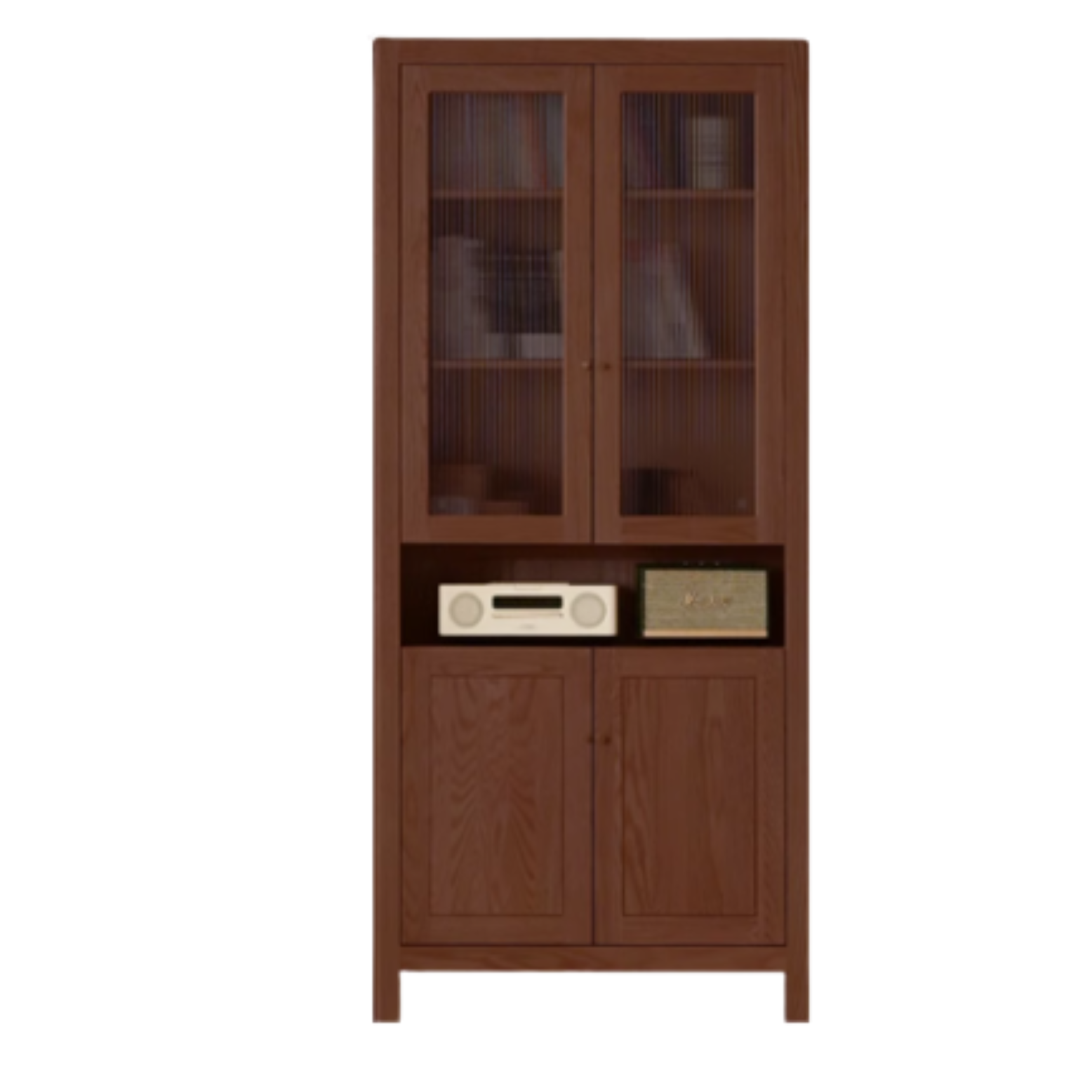 Oak, Solid Rubberwood Modern Minimalist Combination Bookcase