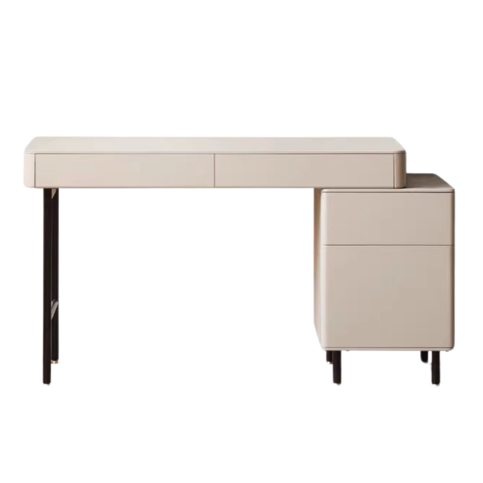 Poplar Solid Wood Telescopic Desk with Bookcase Light Luxury