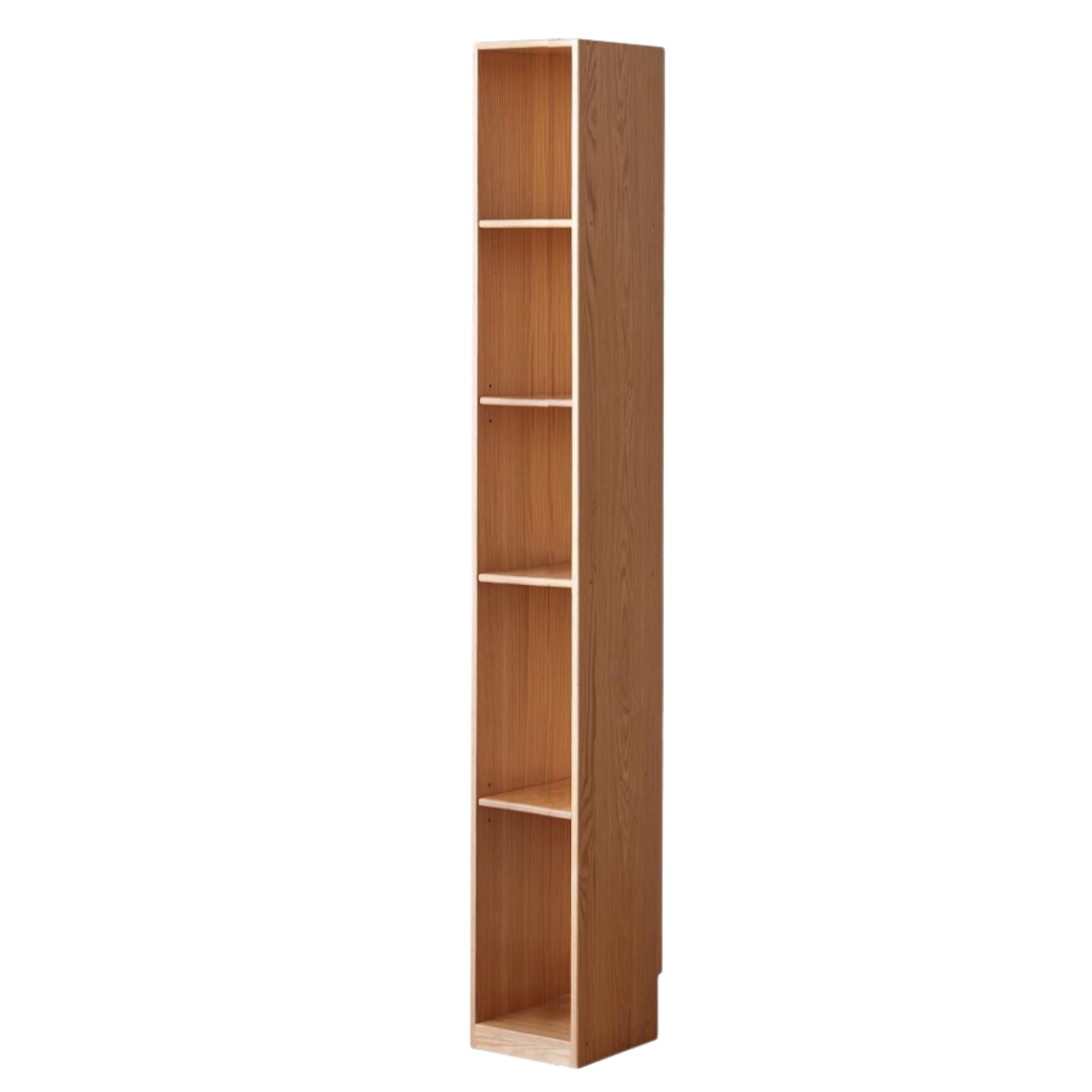 Oak, Rubber Solid Wood Ultra Narrow Bookcase