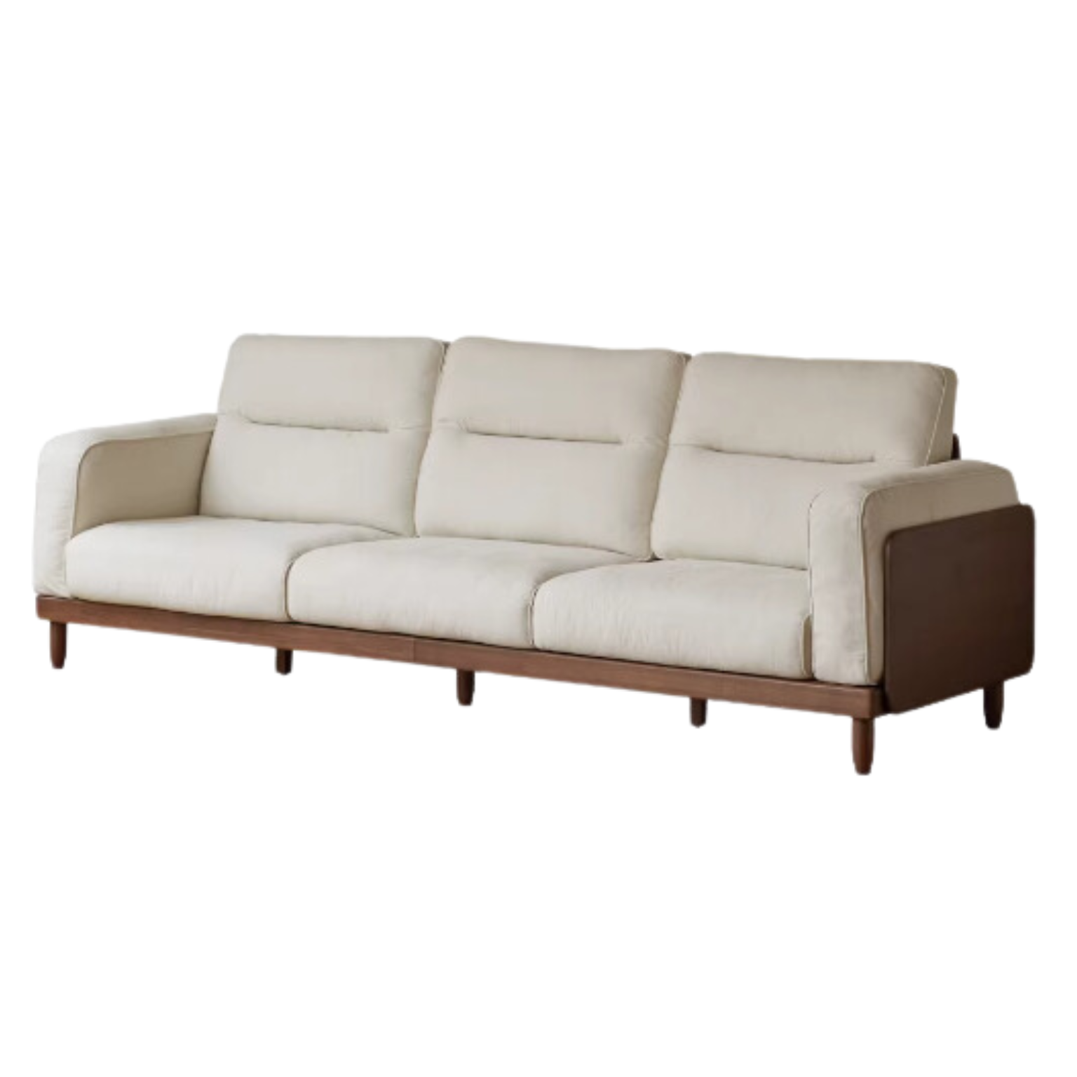 Black Walnut, Ash, Solid Sandalwood Wood Sofa with Genuine Top-Grain Yellow Cowhide Leather,fabrics