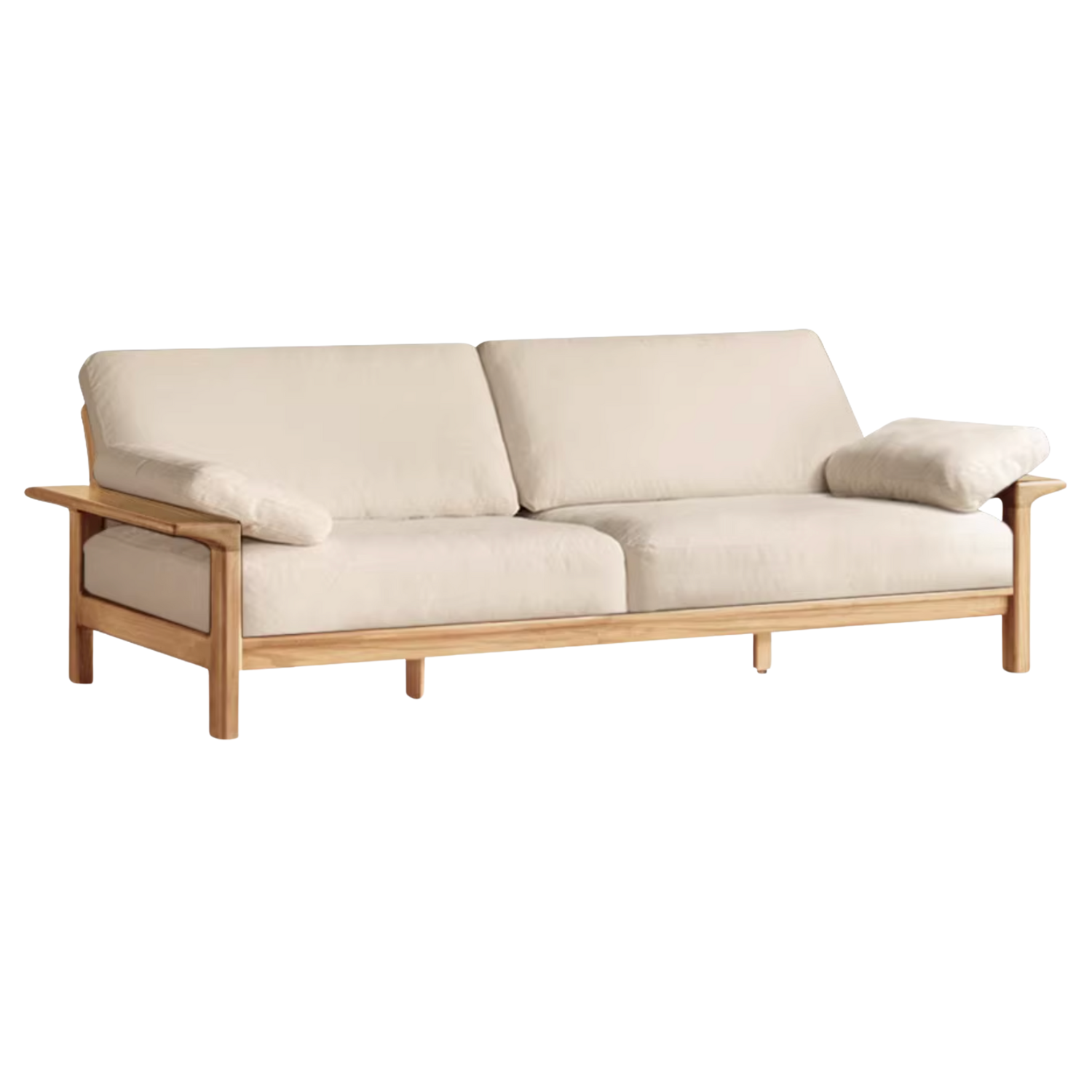 Oak, Ash Solid Wood Wabi Sabi Style Genuine Leather Sofa, fabric sofa