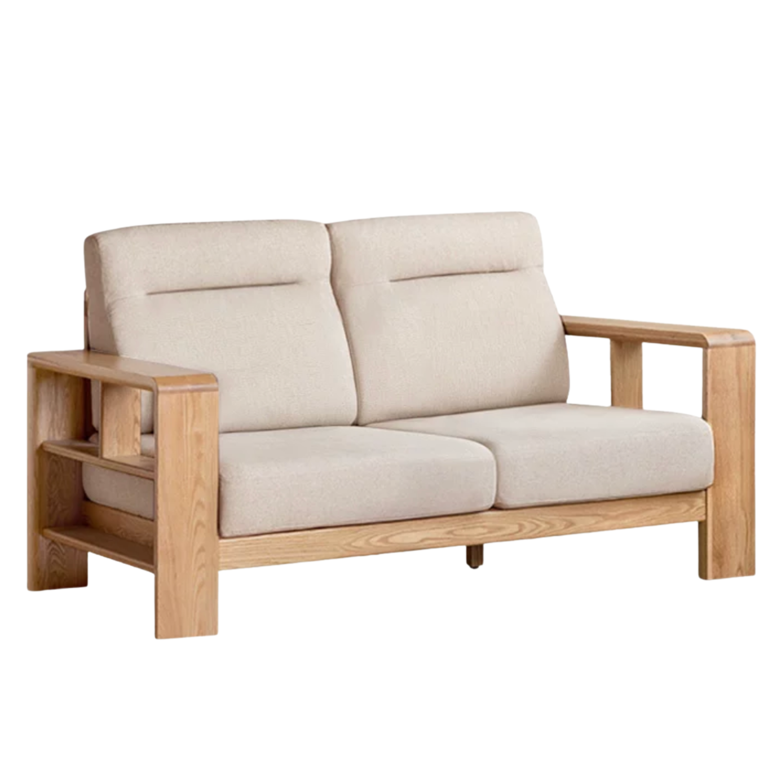Oak, Ash Solid Wood Corner Sofa with Modern Fabric Upholstery