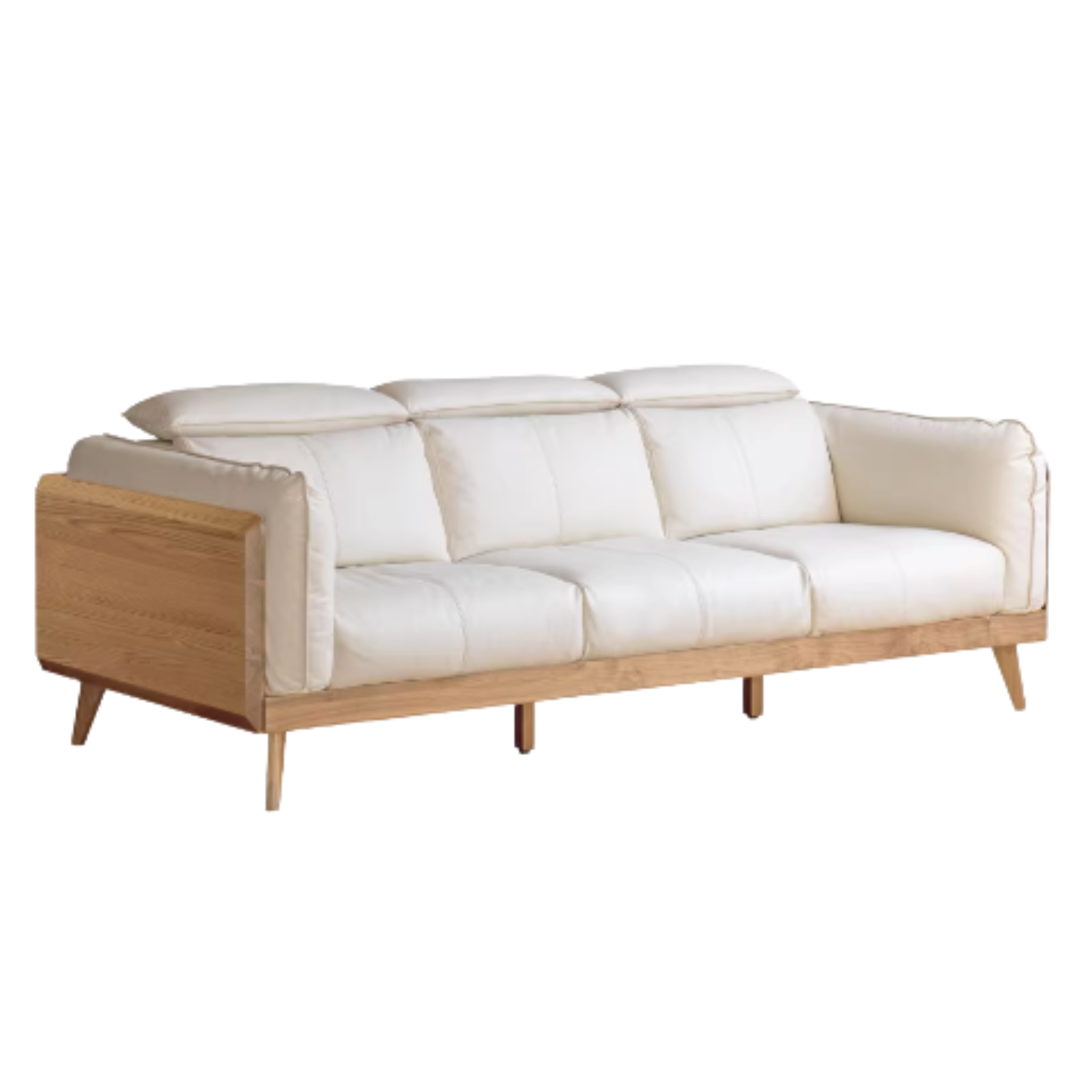 Black Walnut, Ash Solid Wood Genuine Leather Down Sofa.