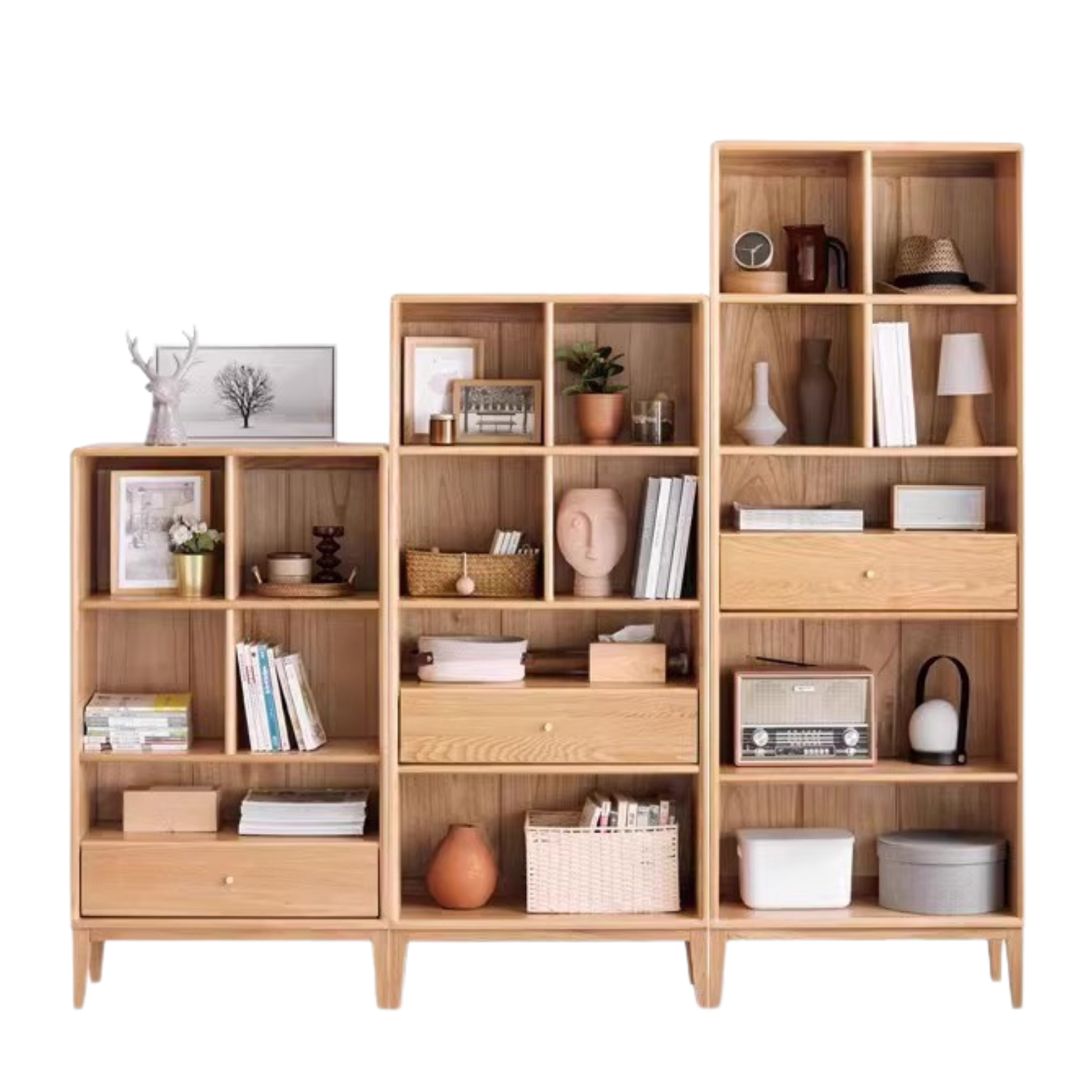 Oak Solid Wood Nordic Style Bookcase