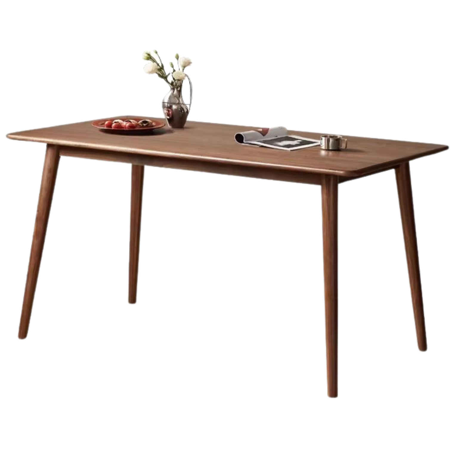 Black Walnut, Oak Solid Wood Walnut Color Dining Table