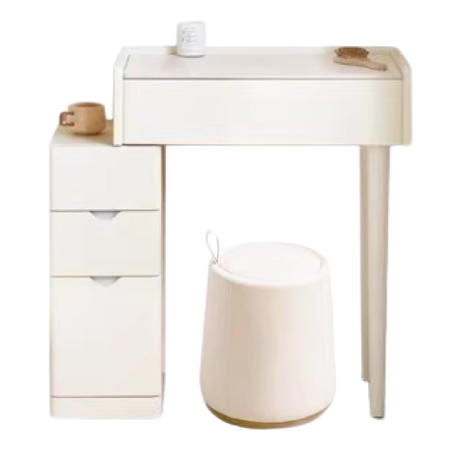 Pine Solid Wood Makeup Table Cream Style.