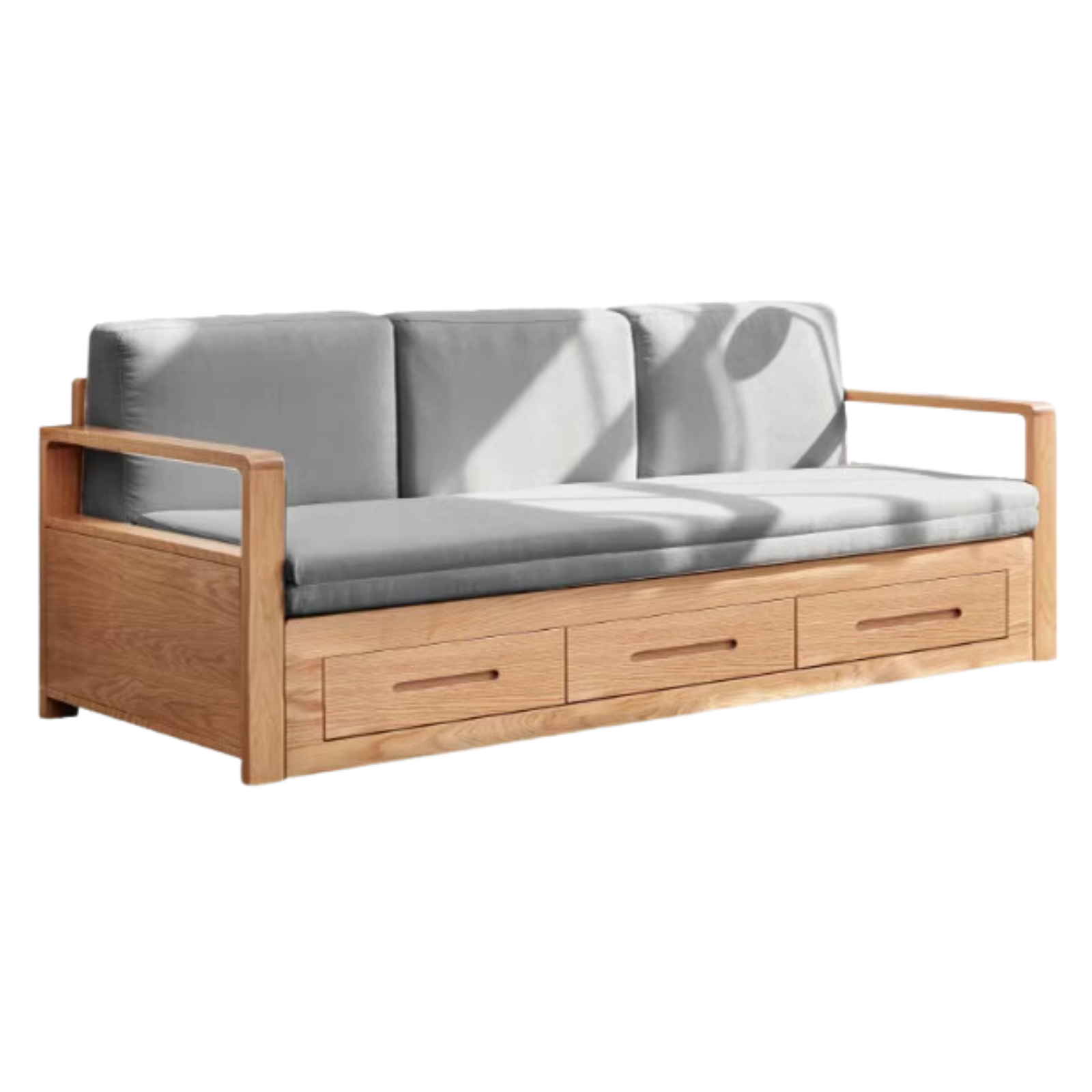 Oak, Ash Solid Woof Folding Storage Sofa Bed.