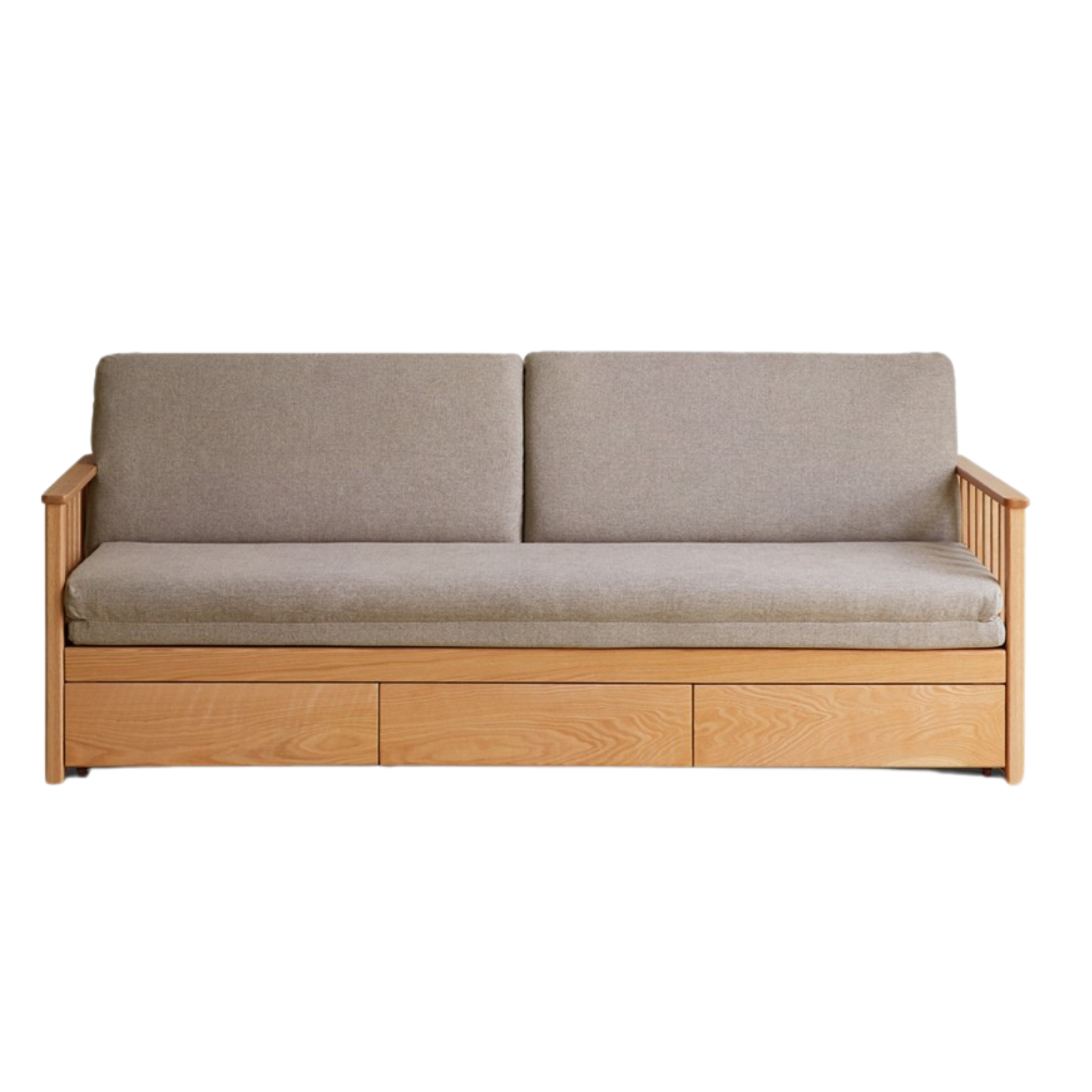 Oak Solid Wood Sitting and Sleeping Dual-purpose Storage Sofa.