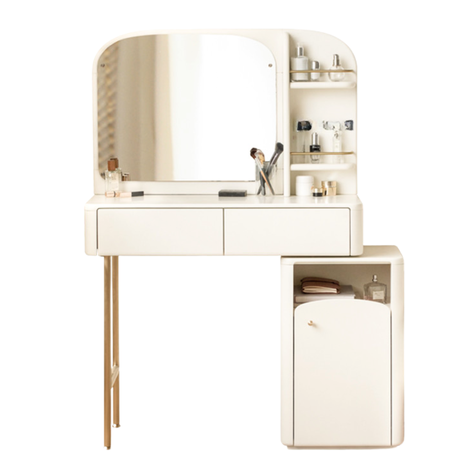 Poplar Solid Wood Dressing Table, Storage Cabinet Cream.