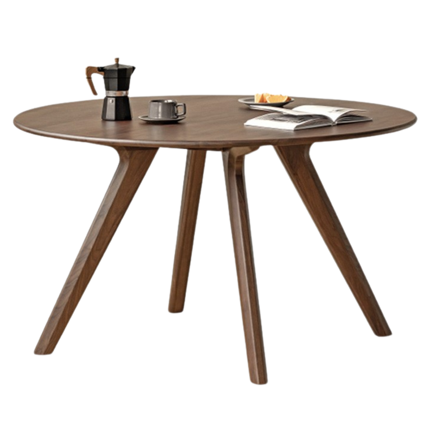 Black Walnut Solid Wood Retro Round Dining Table.