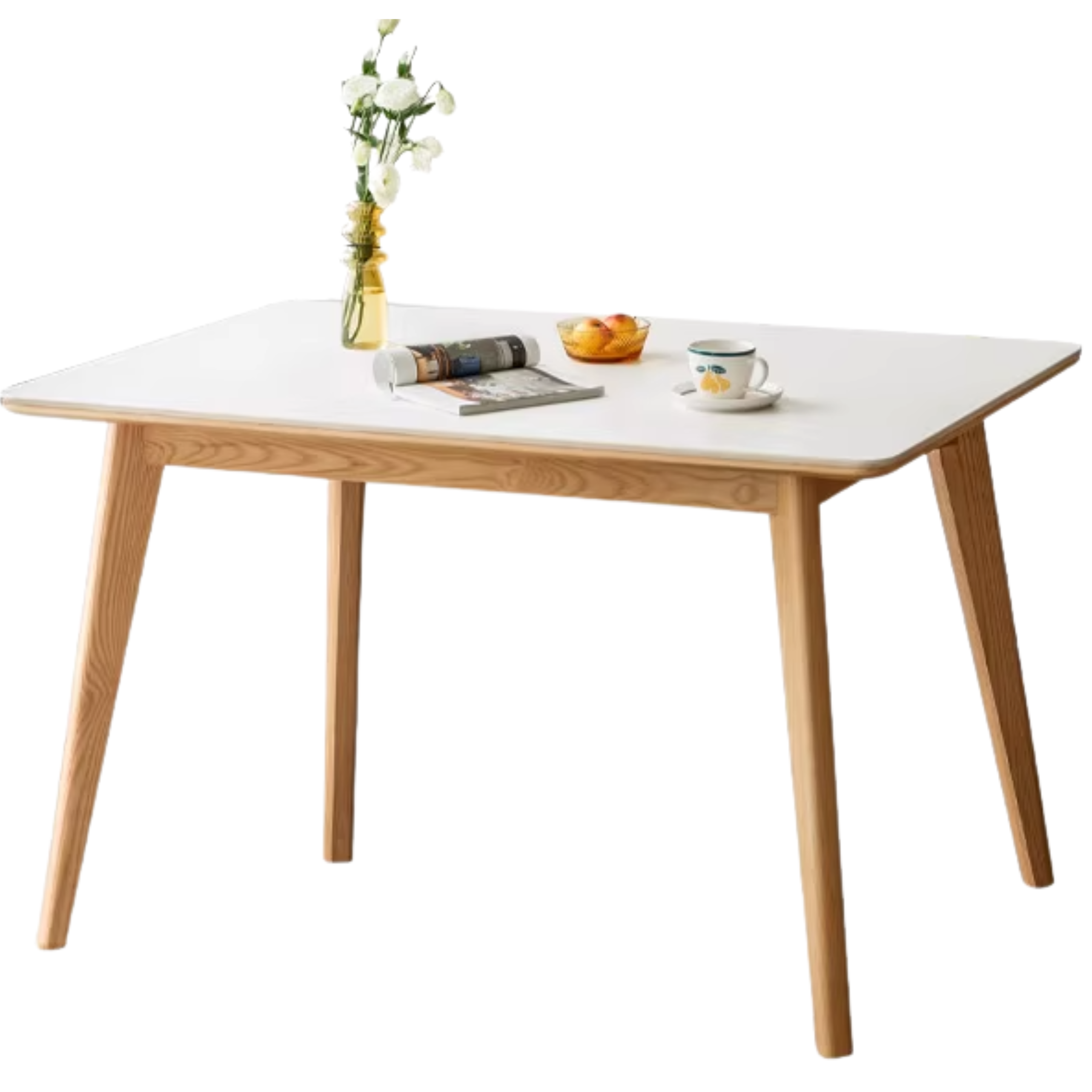 Ash Solid Wood Nordic Dining Table With Rock Slab Surface
