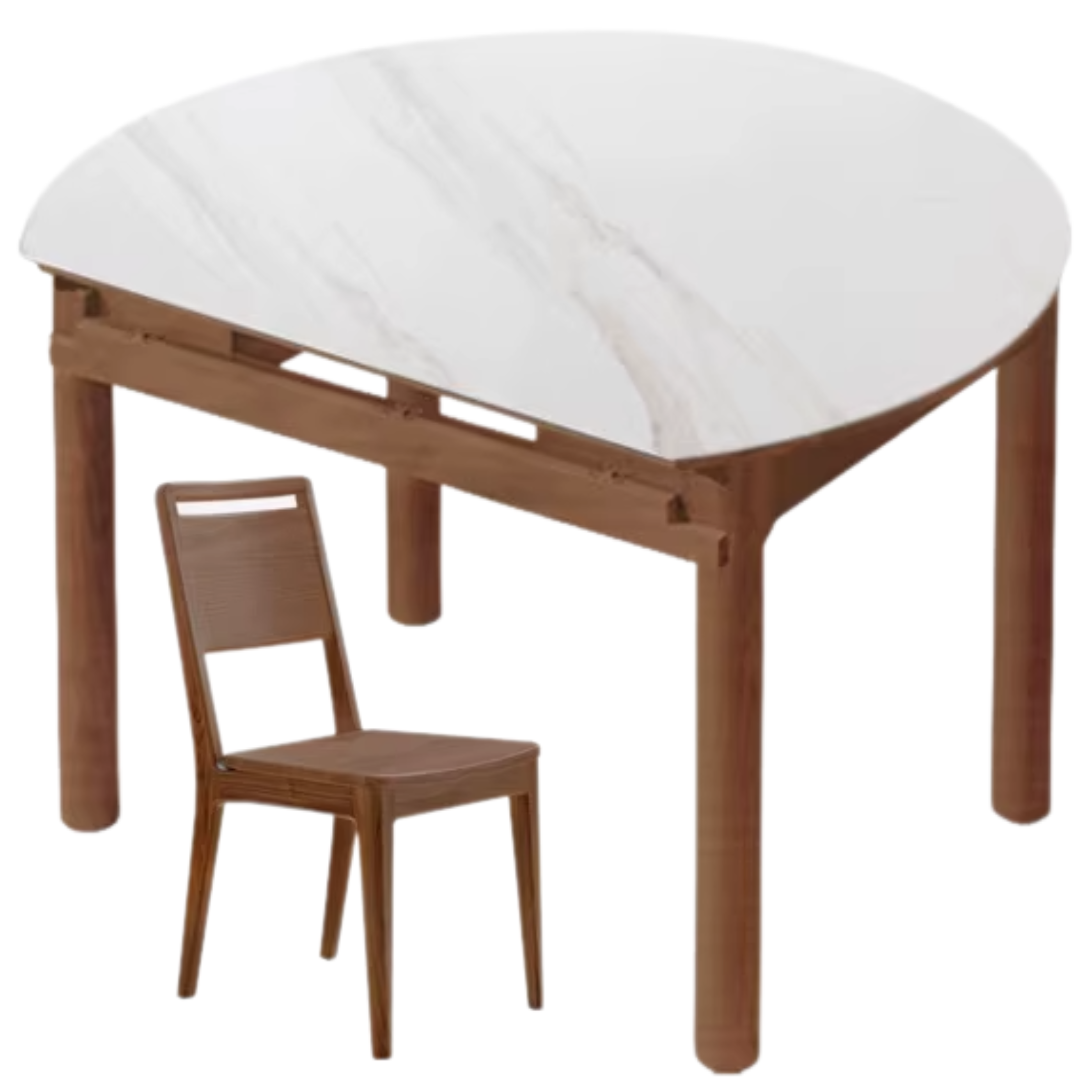 Oak, Black Walnut, Ash Solid Wood Rock Plate Folding Dining Table