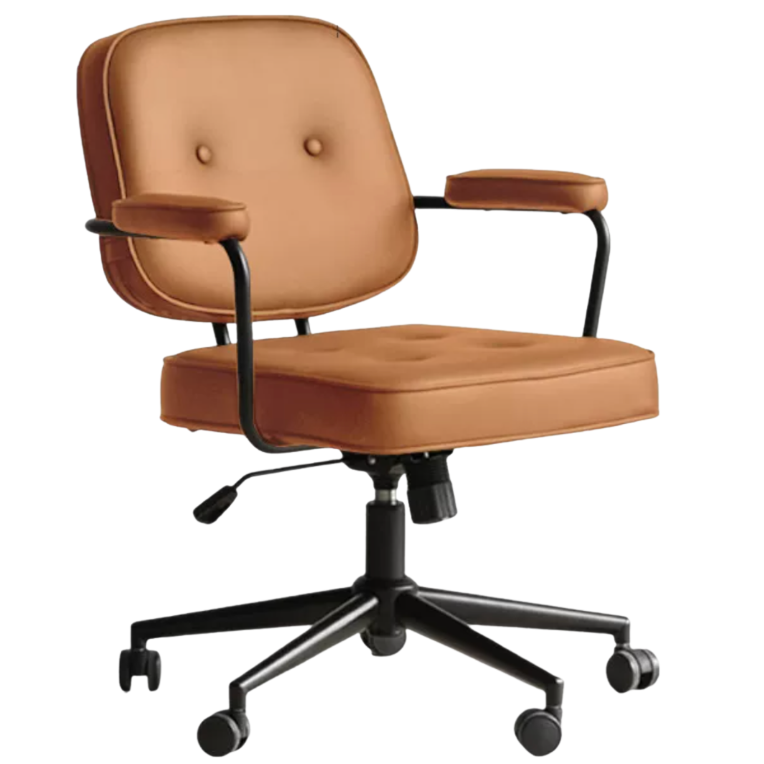 Leather Swivel Office Chair with Armrests