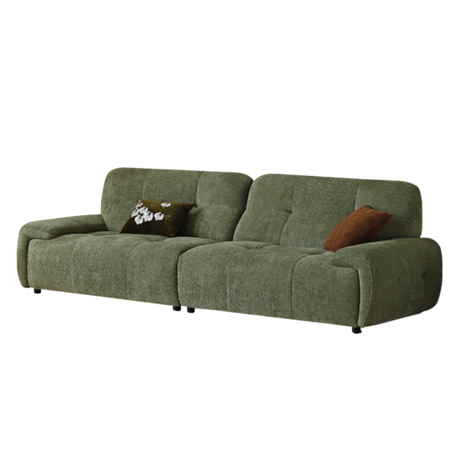 Fabric Sofa Retro High Back Four-Person Straight Sofa