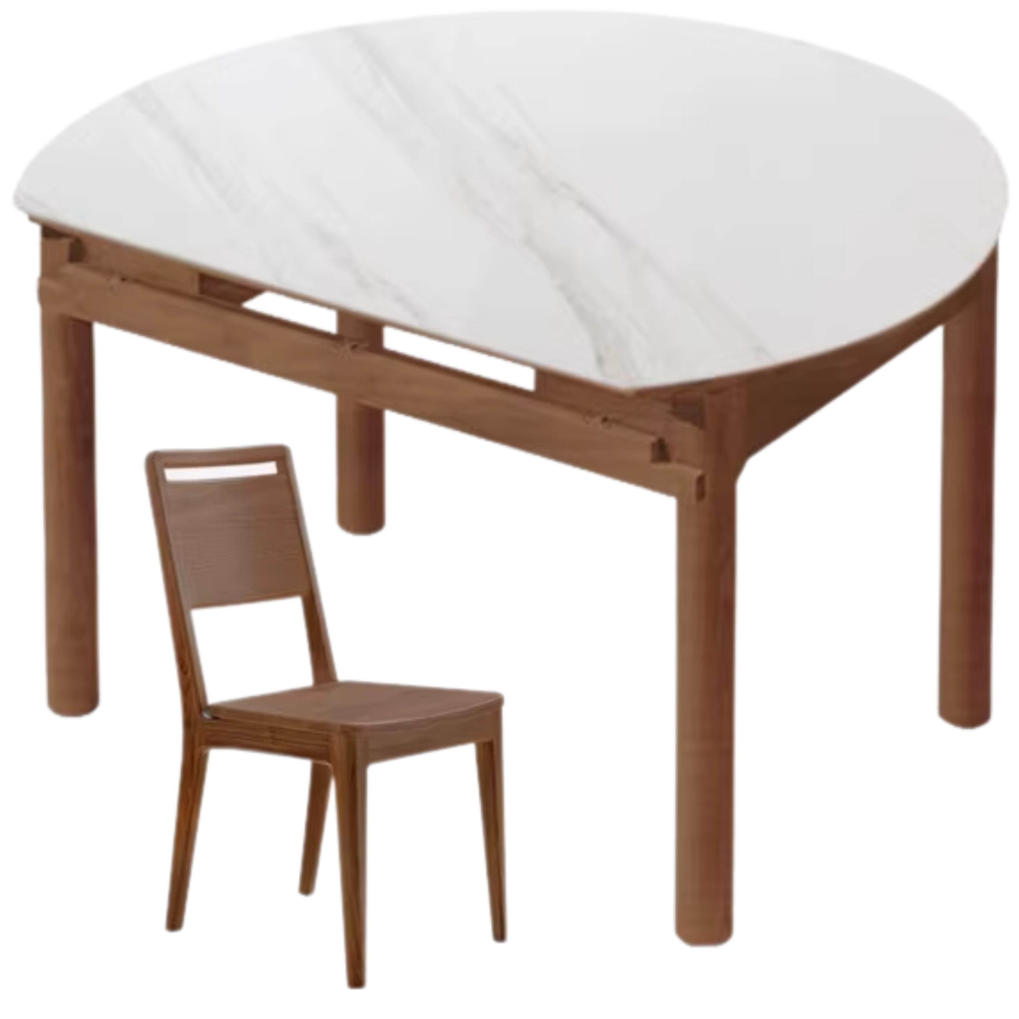Oak, Black Walnut, Ash Solid Wood Rock Plate Folding Dining Table