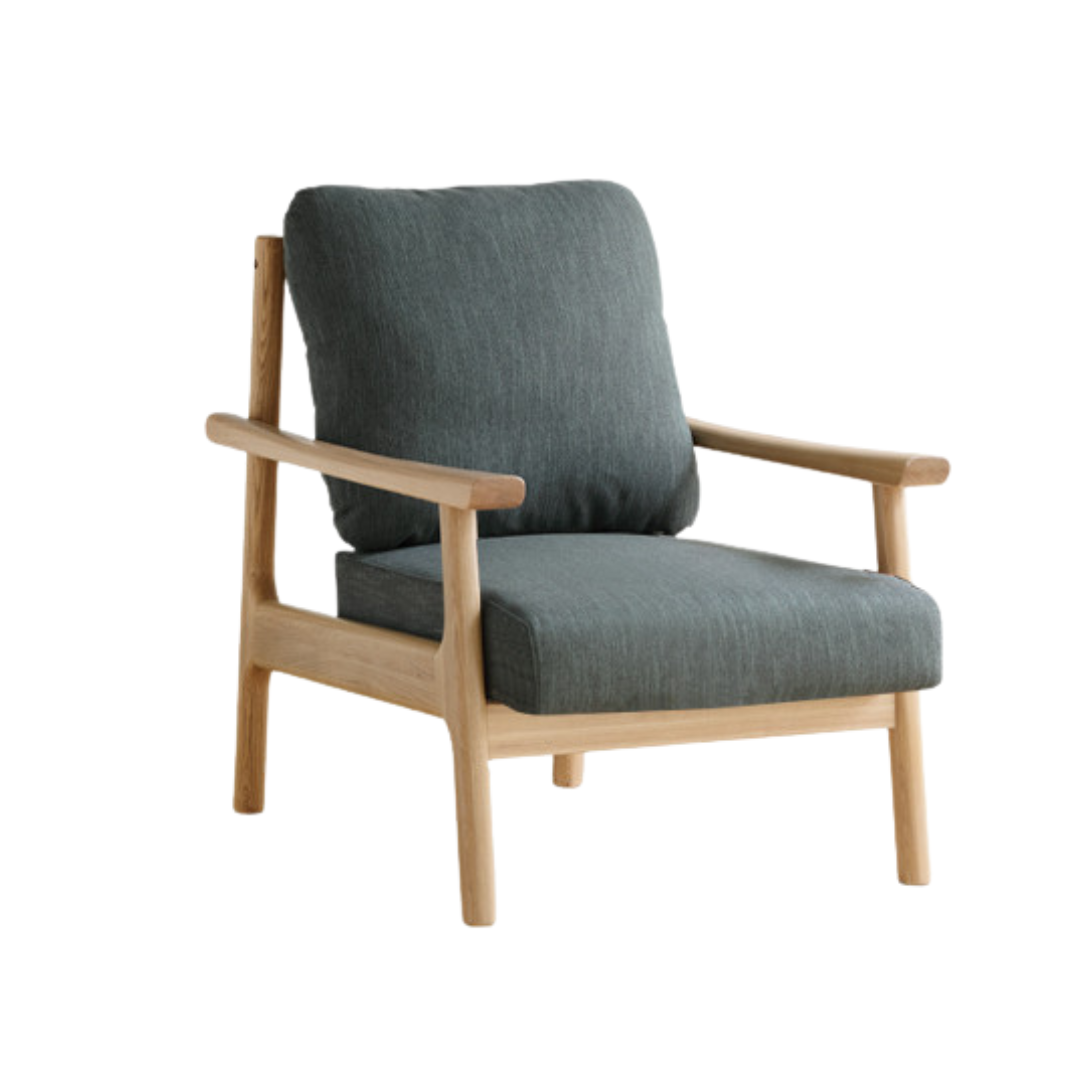 Ash Solid Wood Fabric Leisure Sofa Chair.
