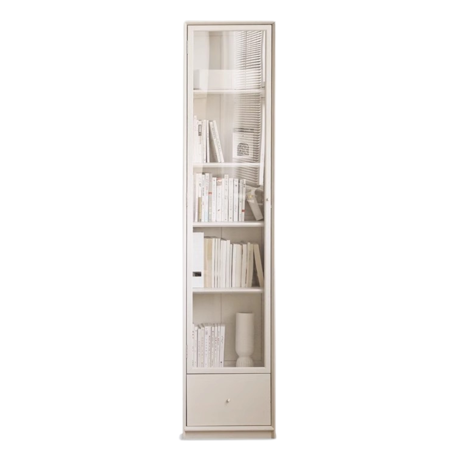 Oak Solid Wood Combination Bookcase Glass Door Floor-to-ceiling Bookshelf