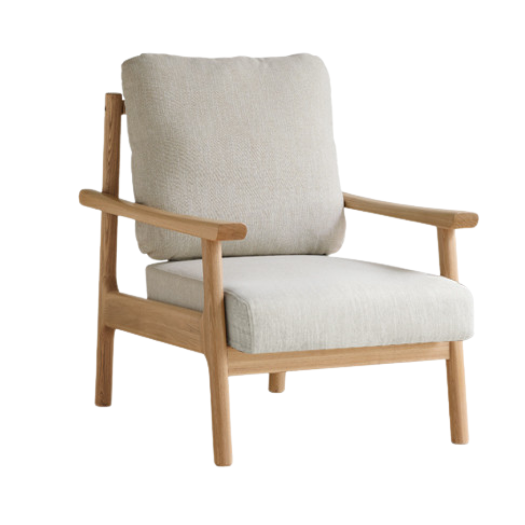 Ash Solid Wood Fabric Leisure Sofa Chair.