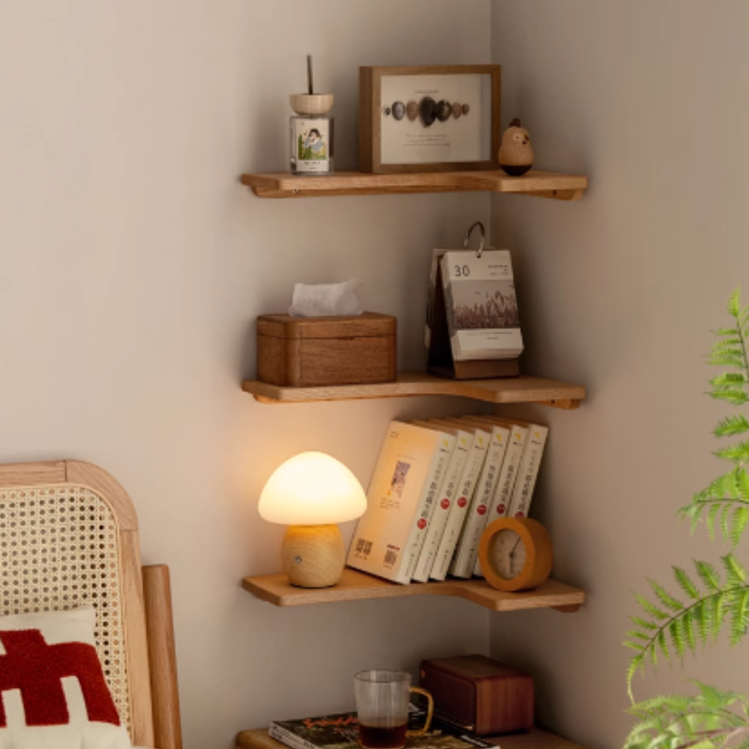 Oak, Cherry, Black Walnut Solid Wood Corner Rack, Bookshelf