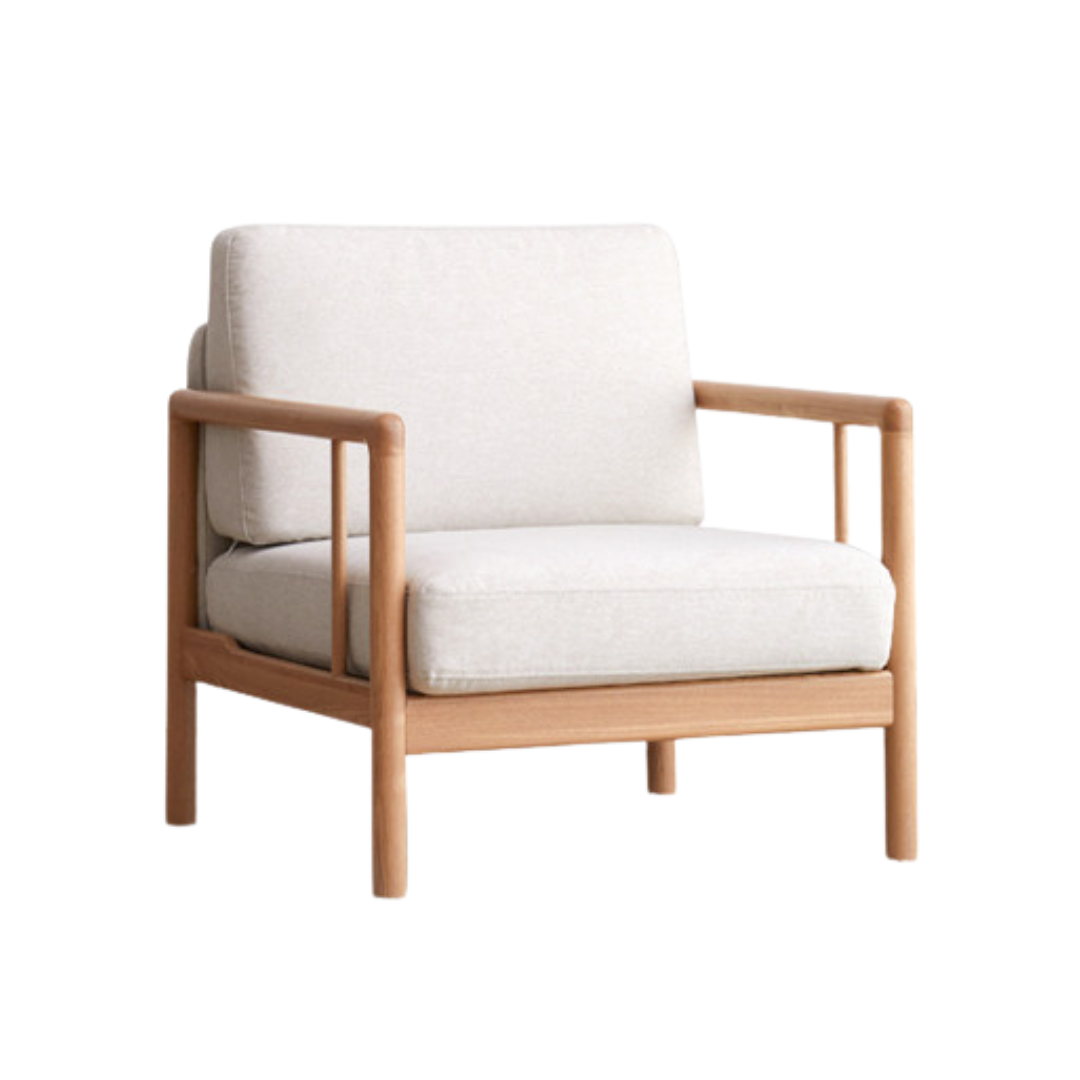 Ash Solid Wood Sofa Single Armchair-