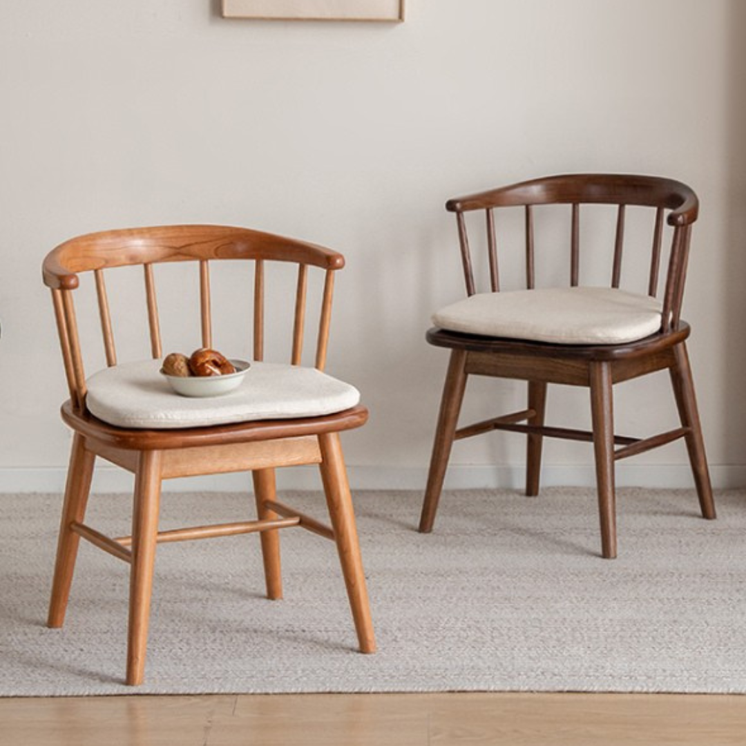 Black Walnut, Oak, Cherry Color Solid Wood Rotating Chair