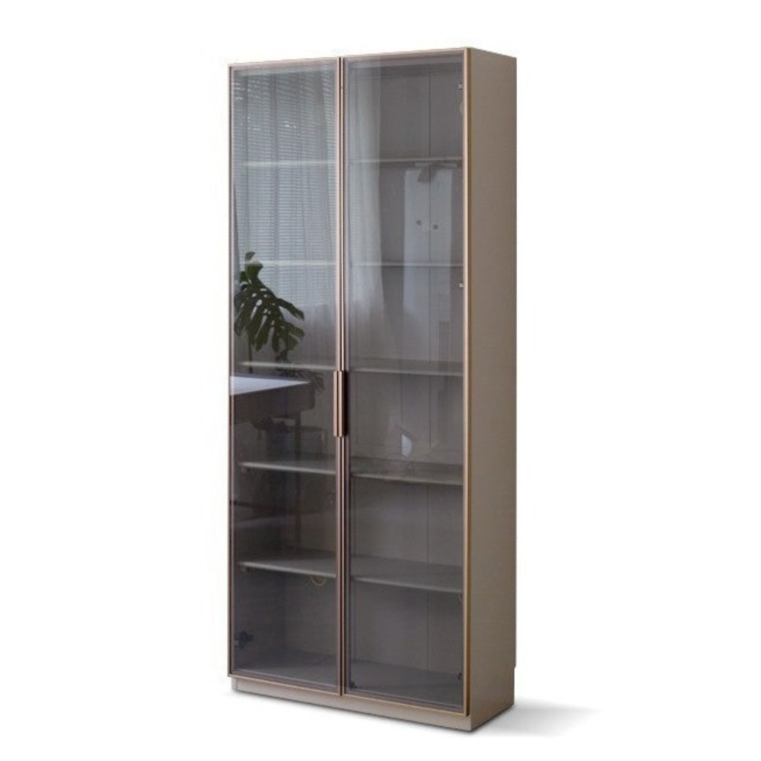 Poplar Solid Wood Combination Bookcase, Glass Door Cabinet