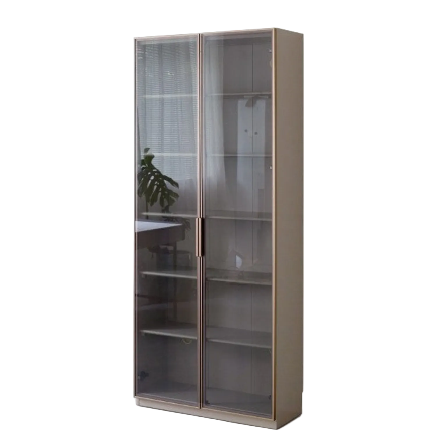 Solid RubberWood Combination Bookcase, Glass Door Cabinet