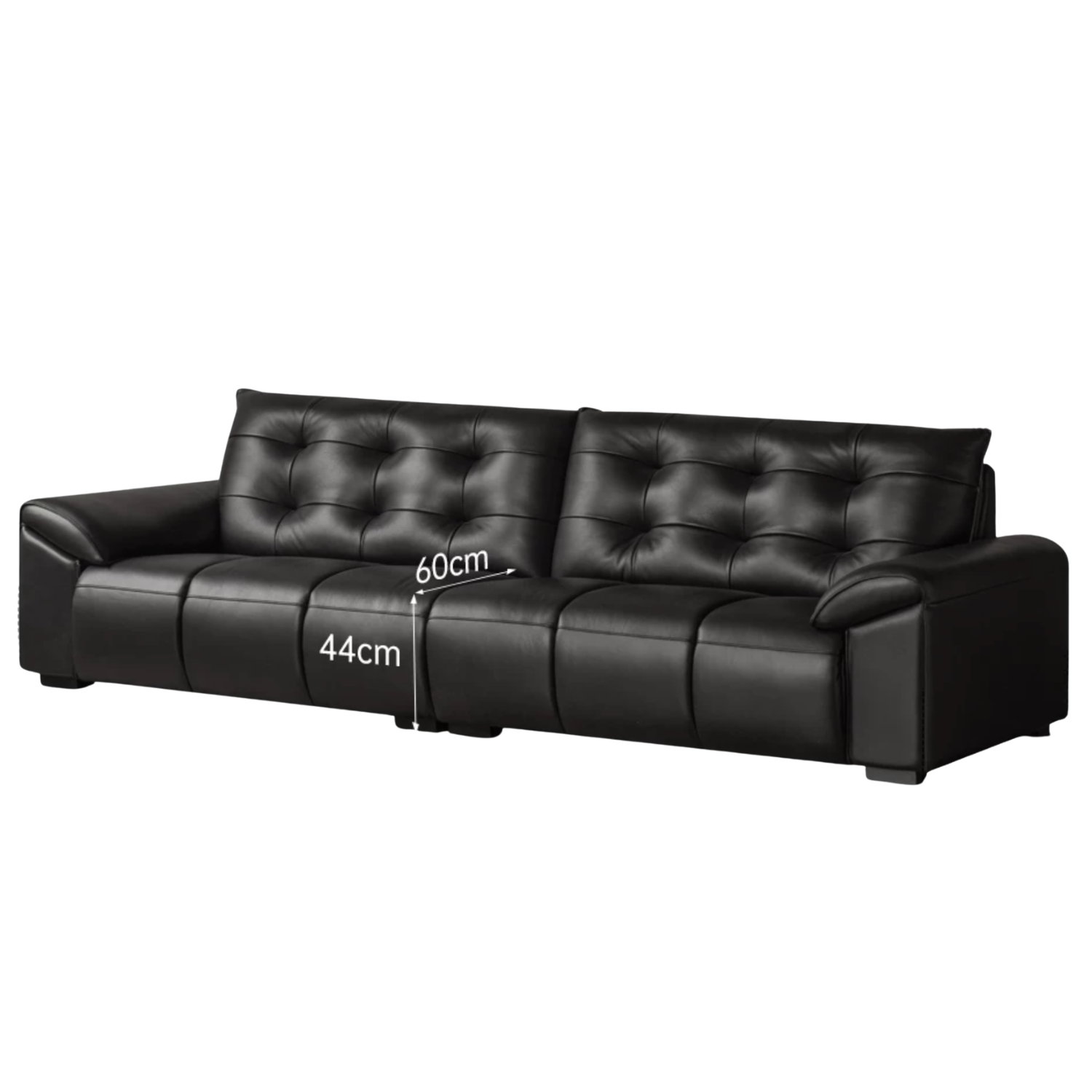 Genuine Leather Sofa with Biscuit Tufted Cushions and Track Arms