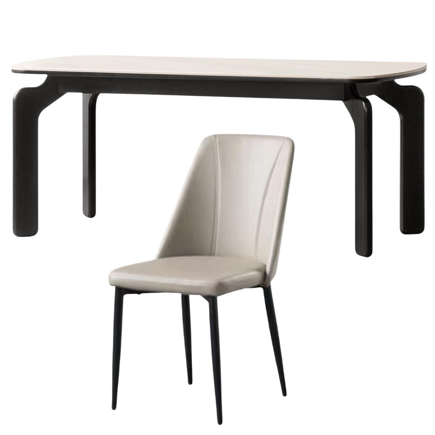 Solid Rubberwood Rock Board Dining Table