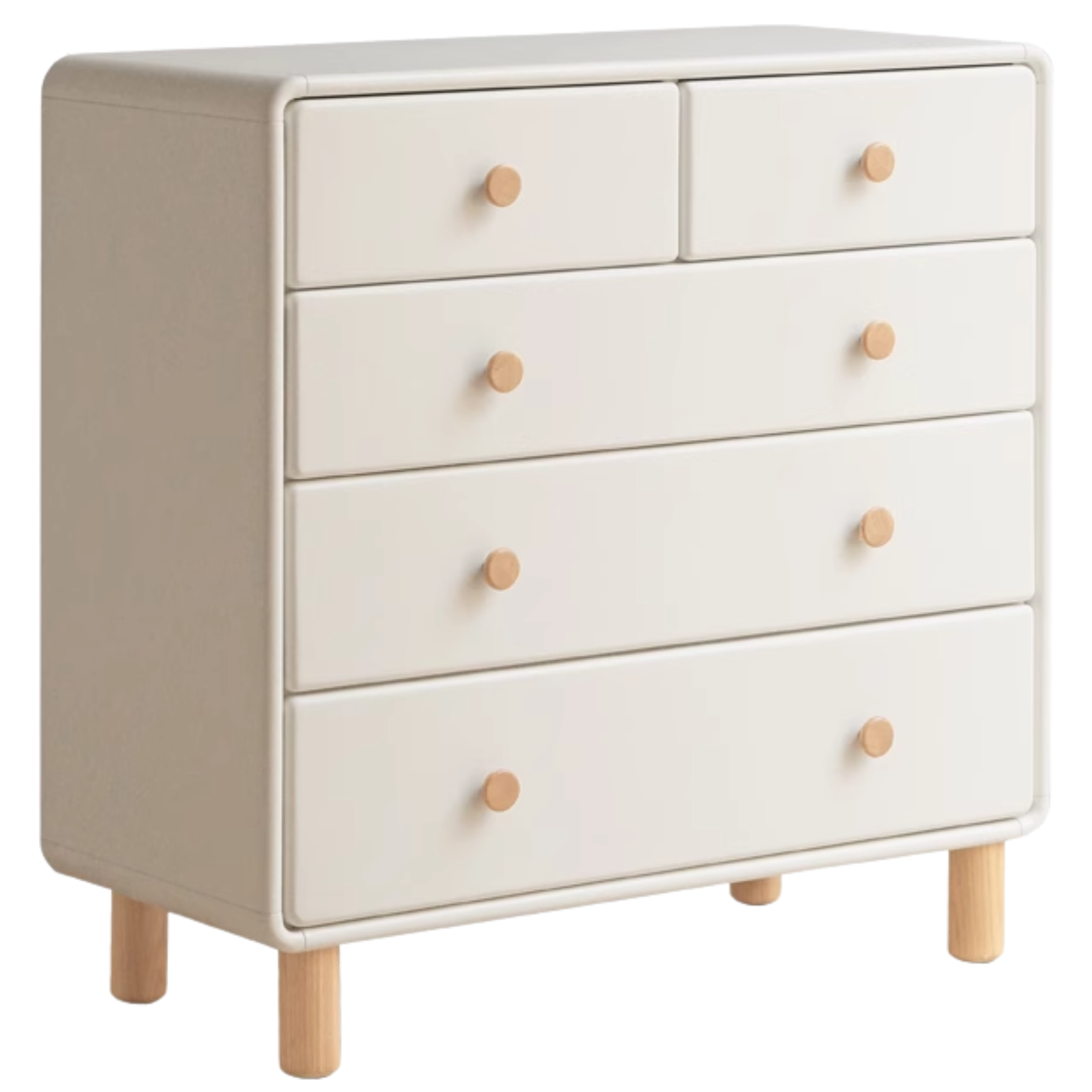 Solid Rubberwood Cream Style Chest of Drawers