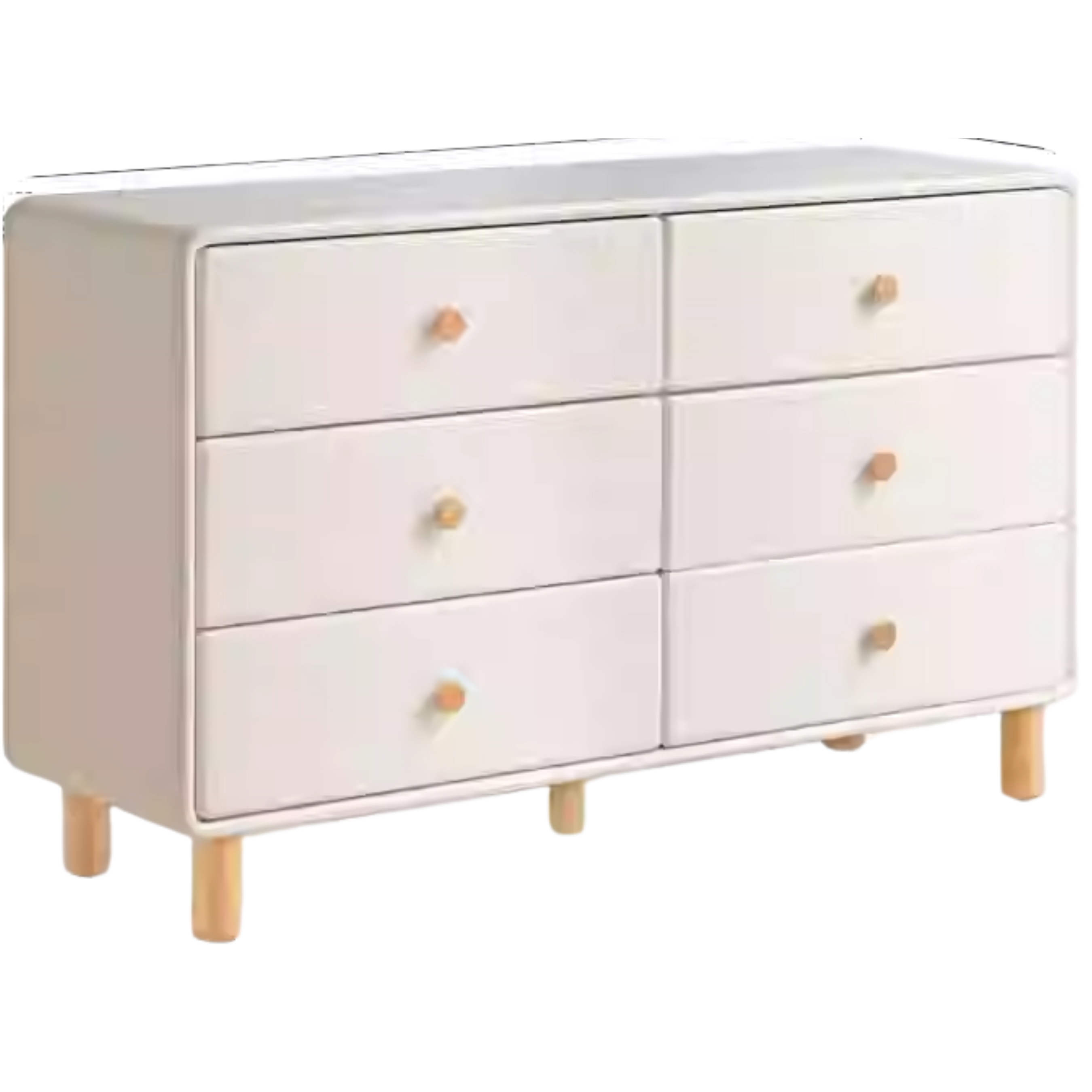 Solid Rubberwood Cream Style Chest of Drawers