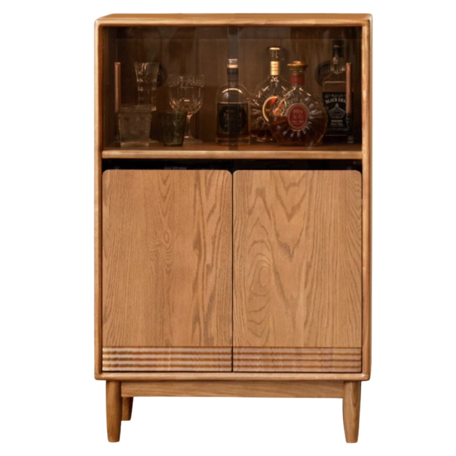 Black Walnut, Oak Solid Wood Modern Side Cabinet