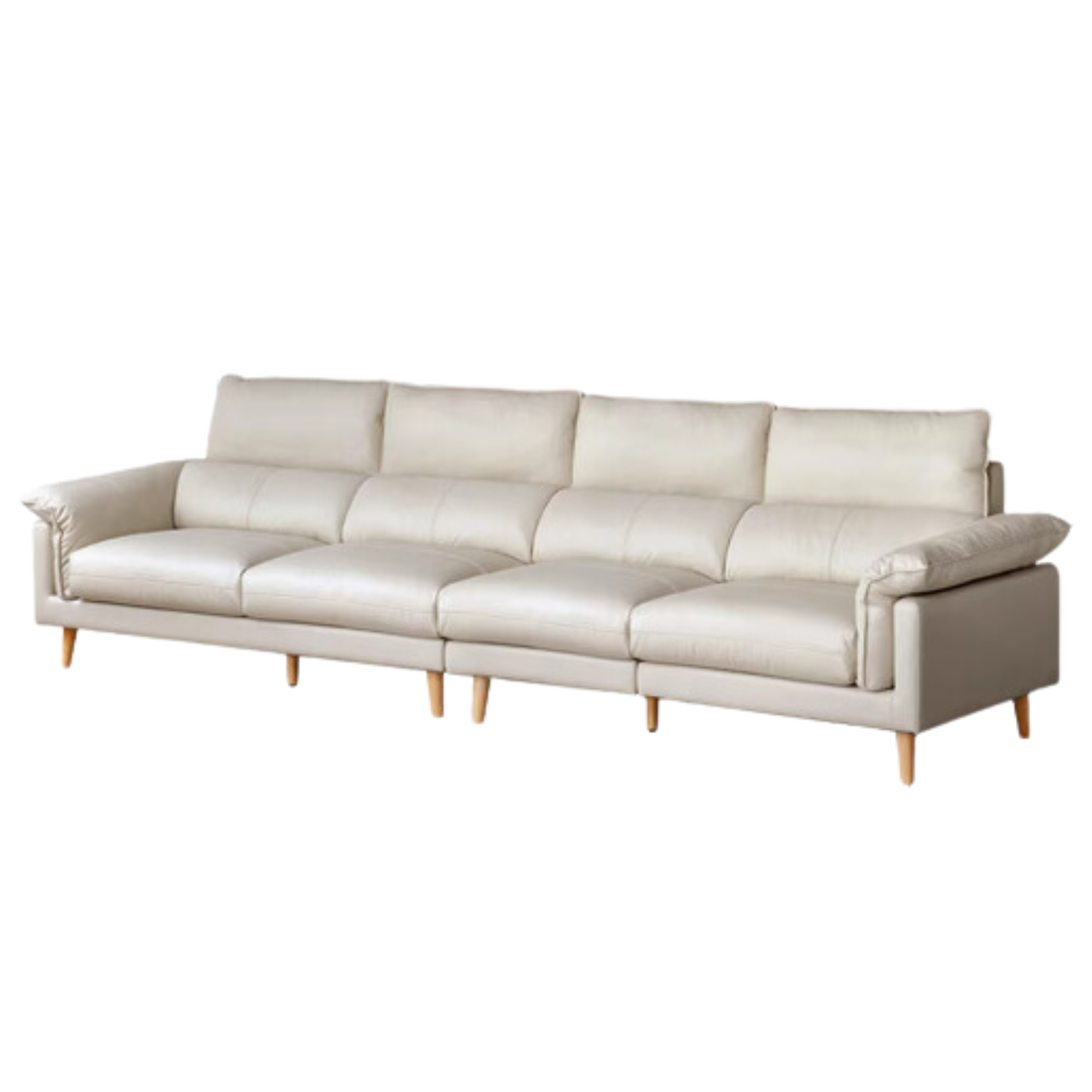 Fabric, Leather Modern White Down Sofa.