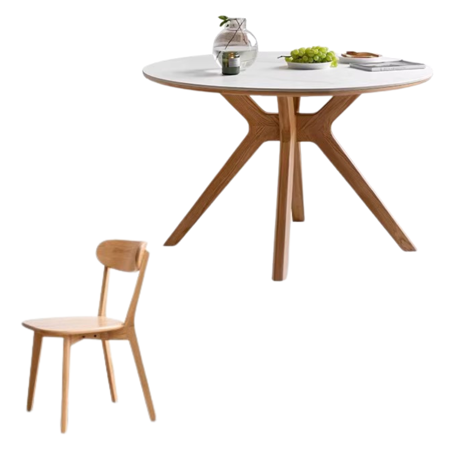Oak Solid Wood Modern Minimalist Style Round Dining Table