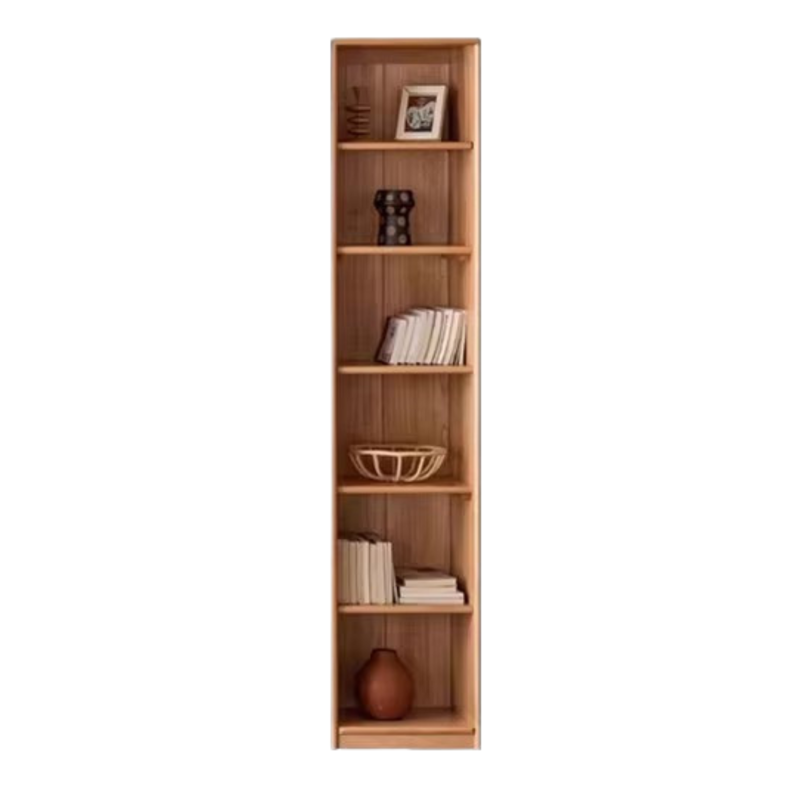 European Beech, Oak Solid Wood Floor-Standing Bookshelf with Glass Door Display