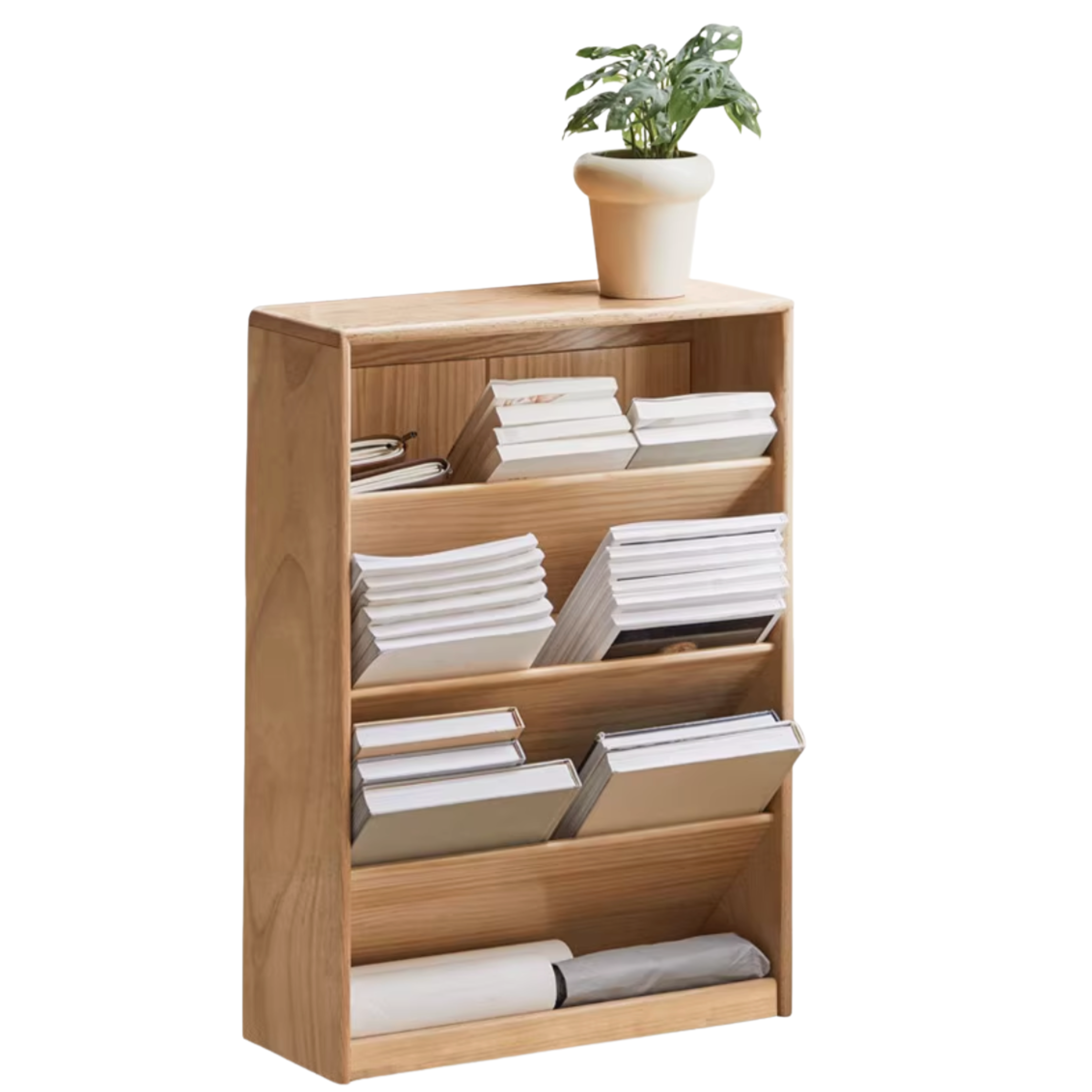Oak Solid Wood Small Book Rack Against The Wall