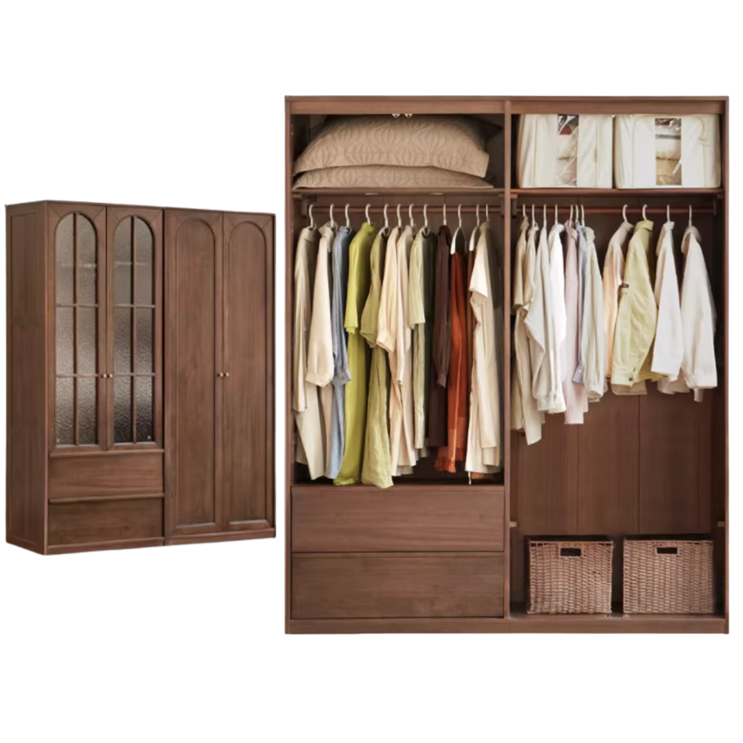 Solid Sandalwood French Retro Style Wardrobe