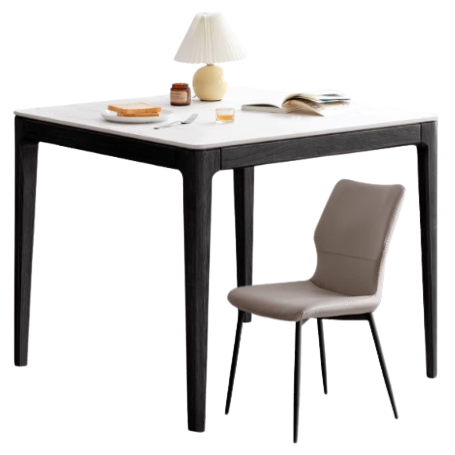 Oak Solid Wood, Solid Rubberwood Square Slate Dining Table