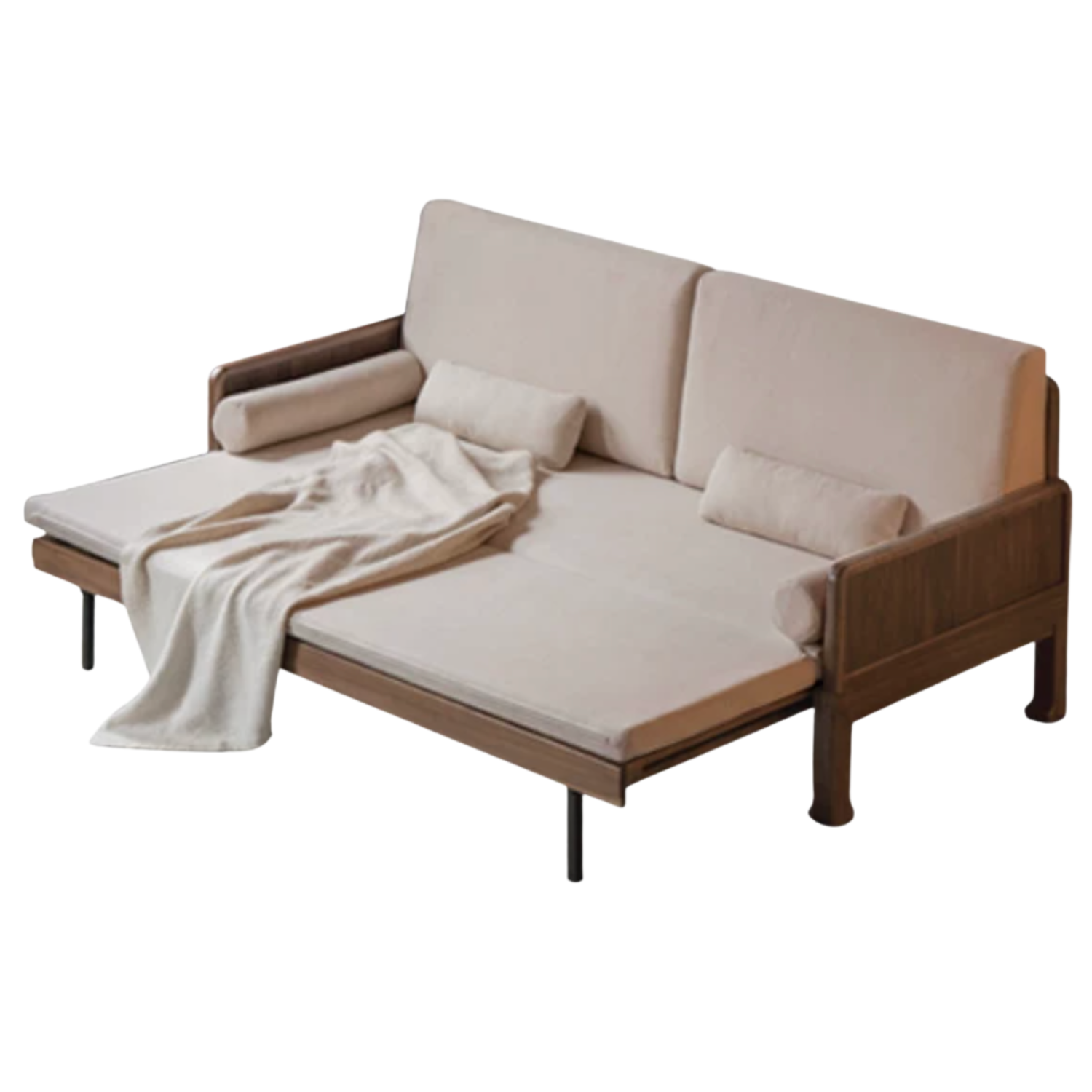 Black Walnut, Oak Solid Wood Foldable Sofa Bed
