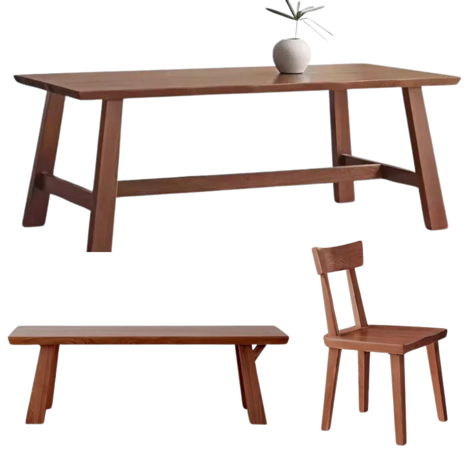 Ash Solid Wood Large Edge Table Dining