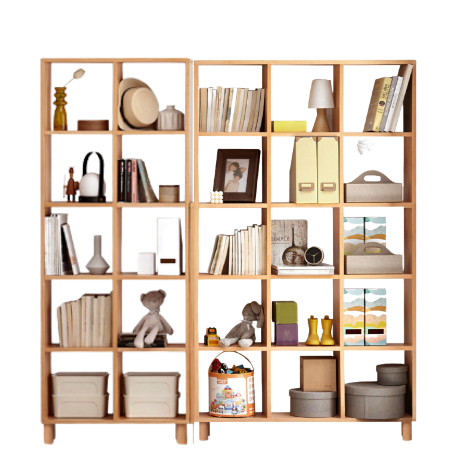 Beech, Oak Solid Wood Bookshelf Bookcase Free Combination