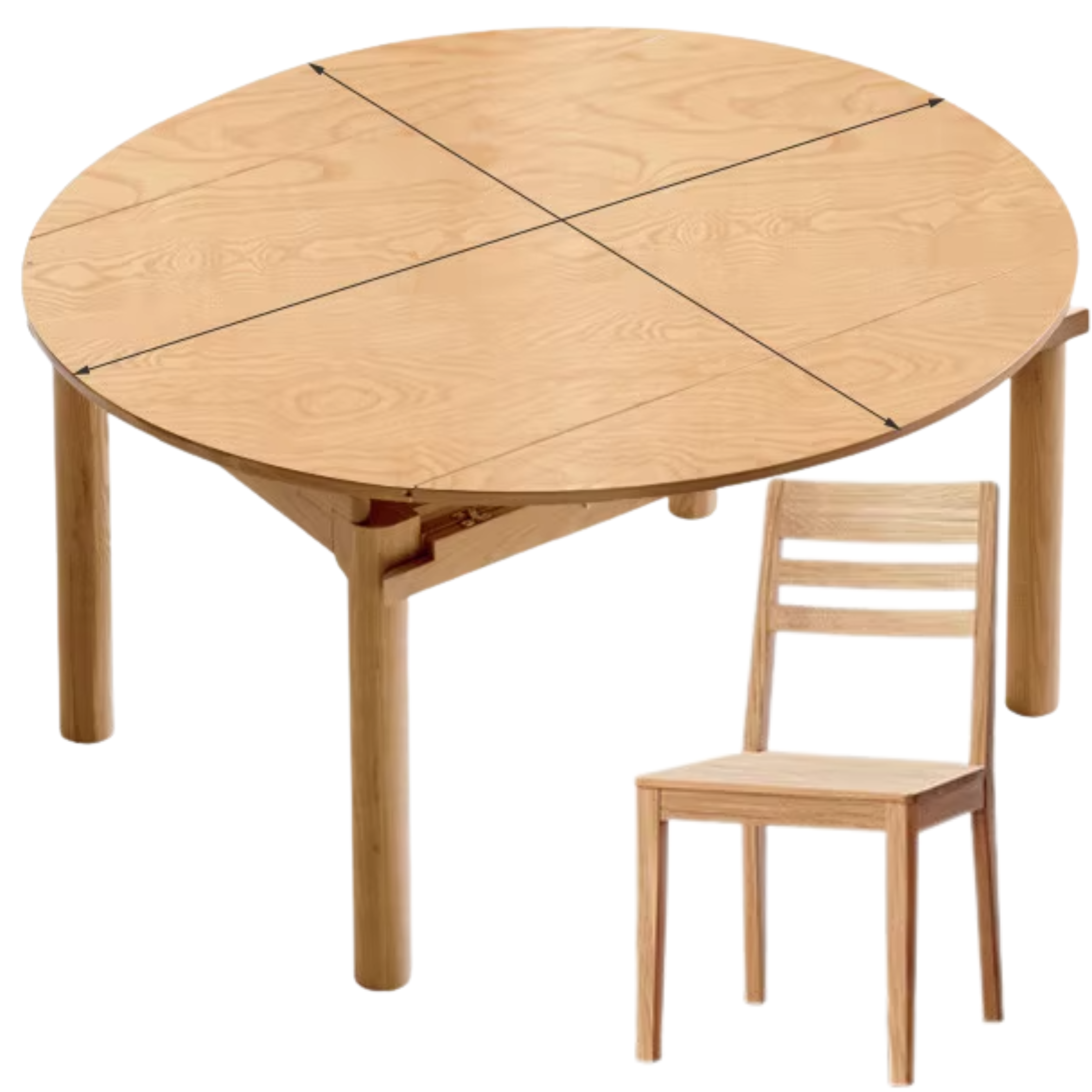 Ash, Cherry, Oak Solid Wood Folding Dining Table