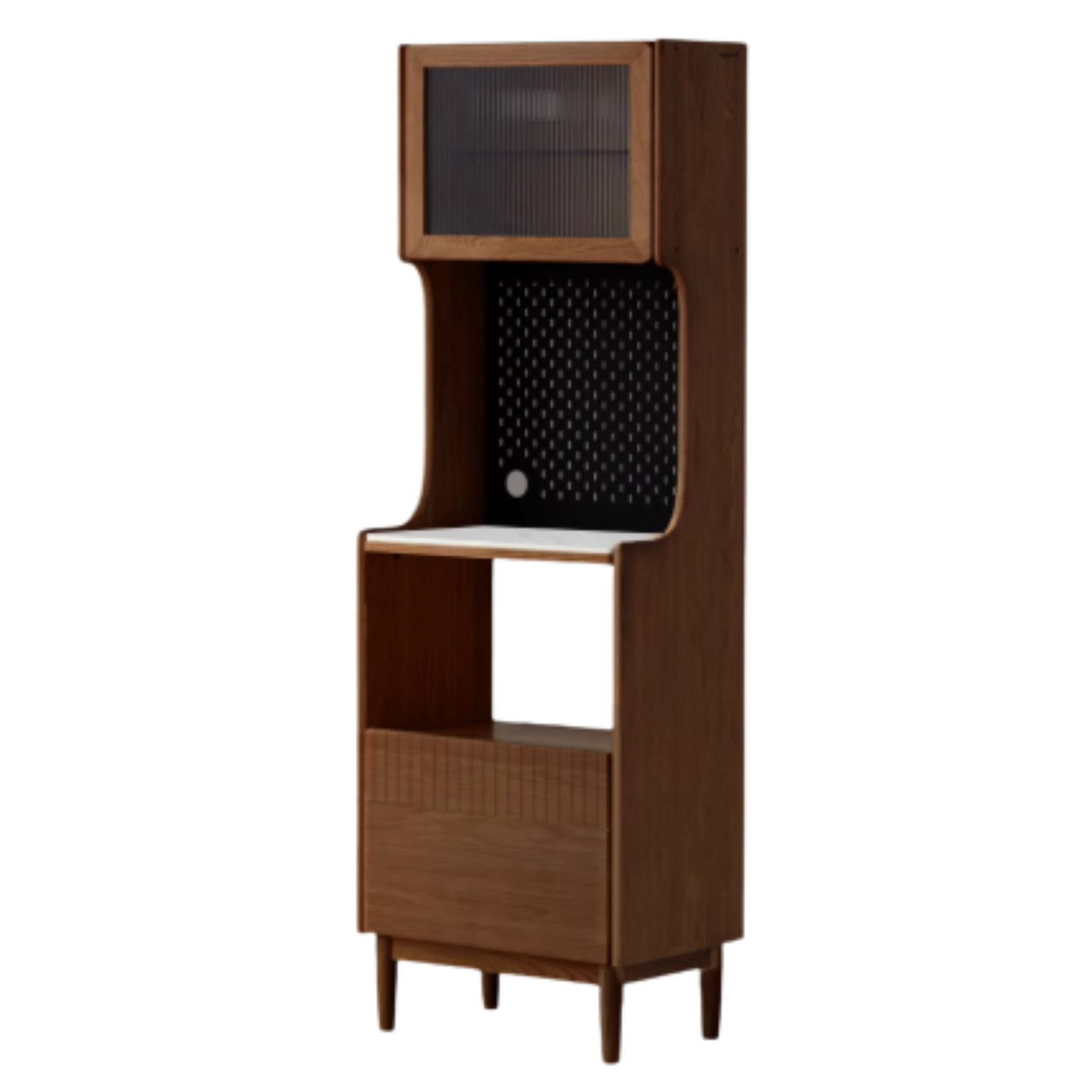 Solid RubberWood, Oak Solid Wood Sideboard Rock Board LED Light