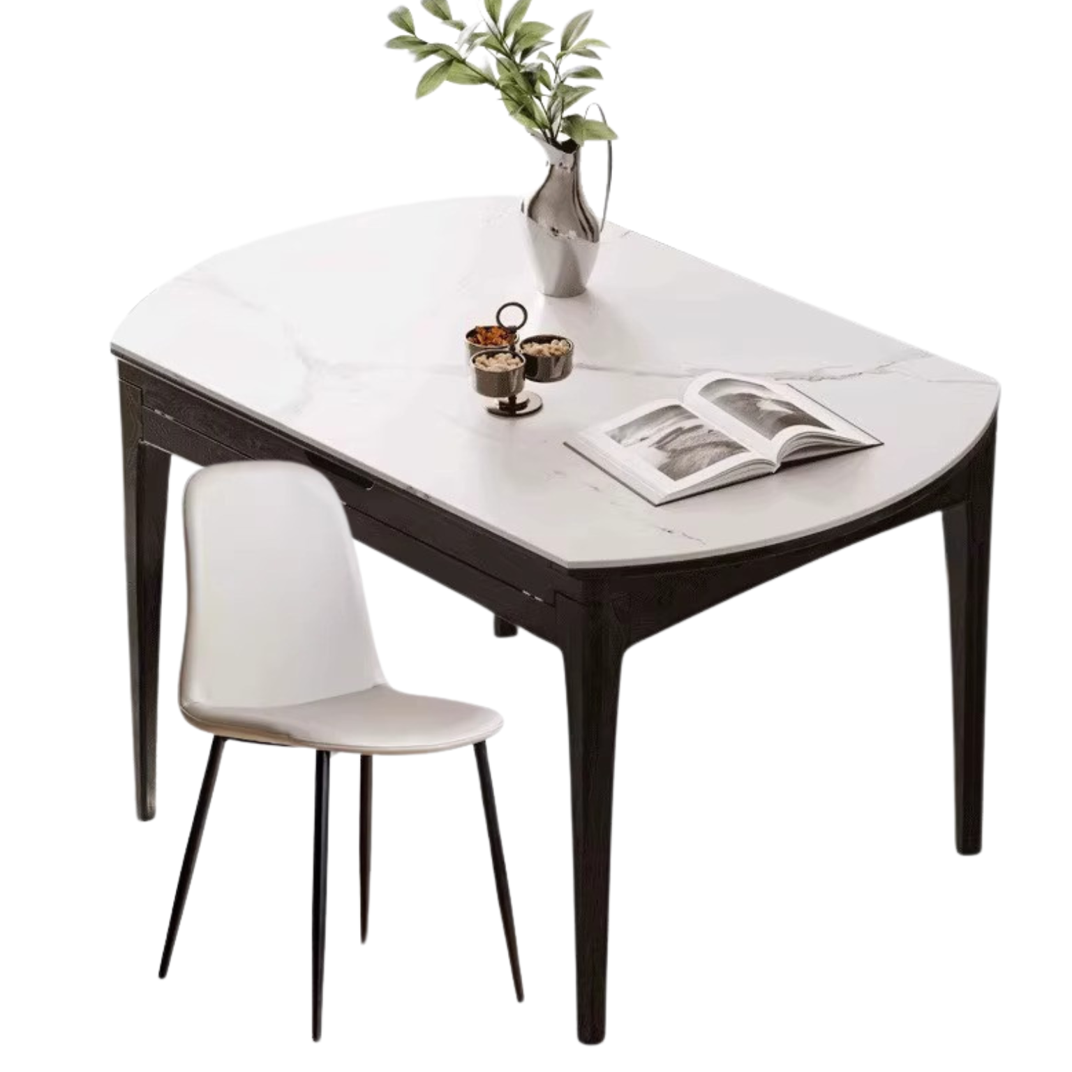 Oak Solid Wood Light Luxury Rock Slab Folding Dining Table